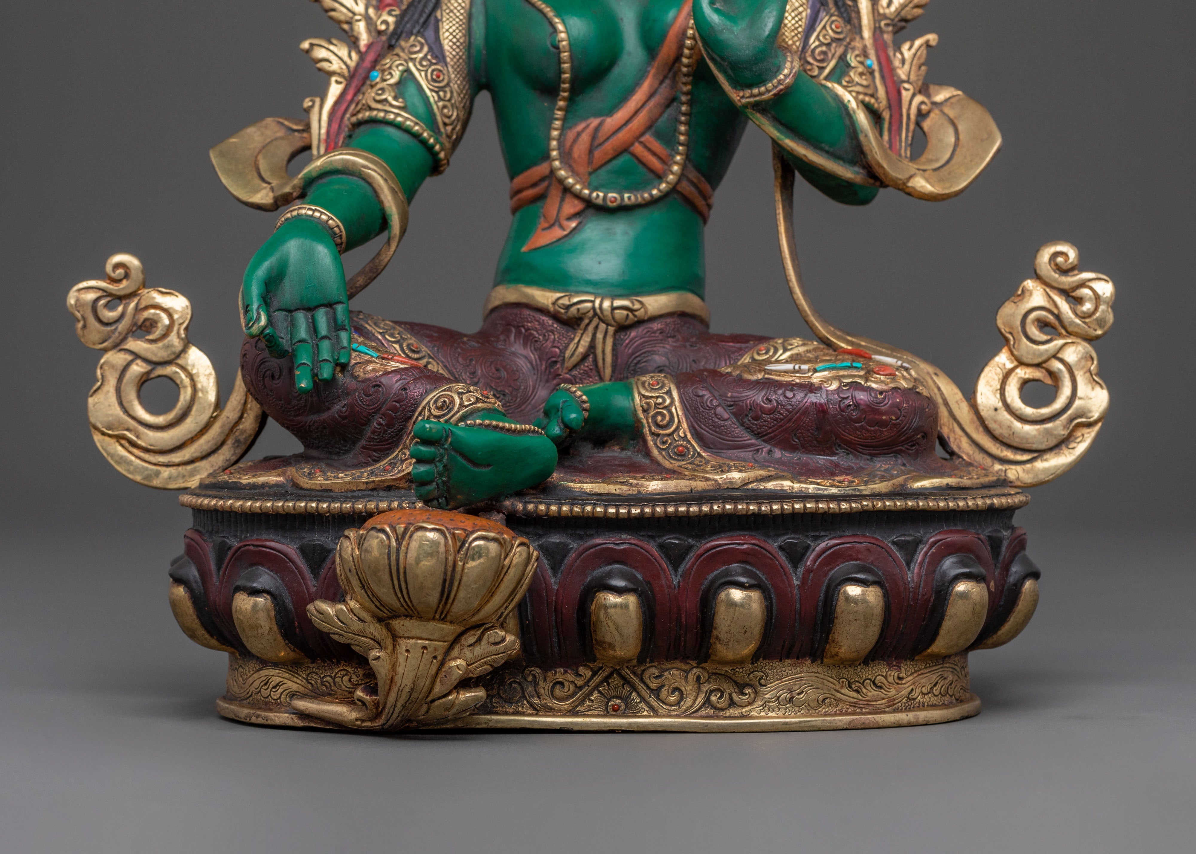 Divine Green Tara Sculpture | Goddess of Compassion & Protection
