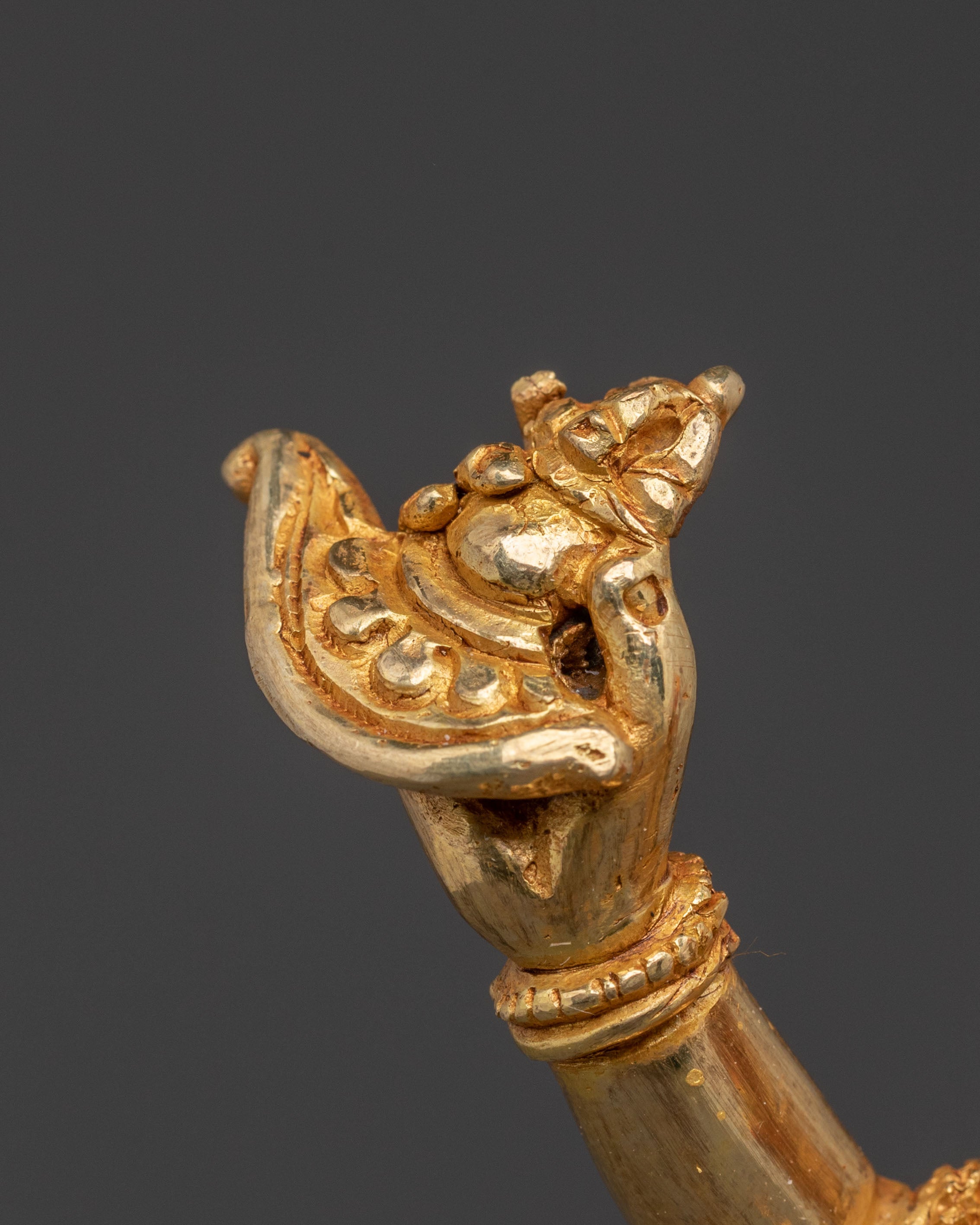 Fierce Guardian Simhamukha Statue – Gilded Copper Art