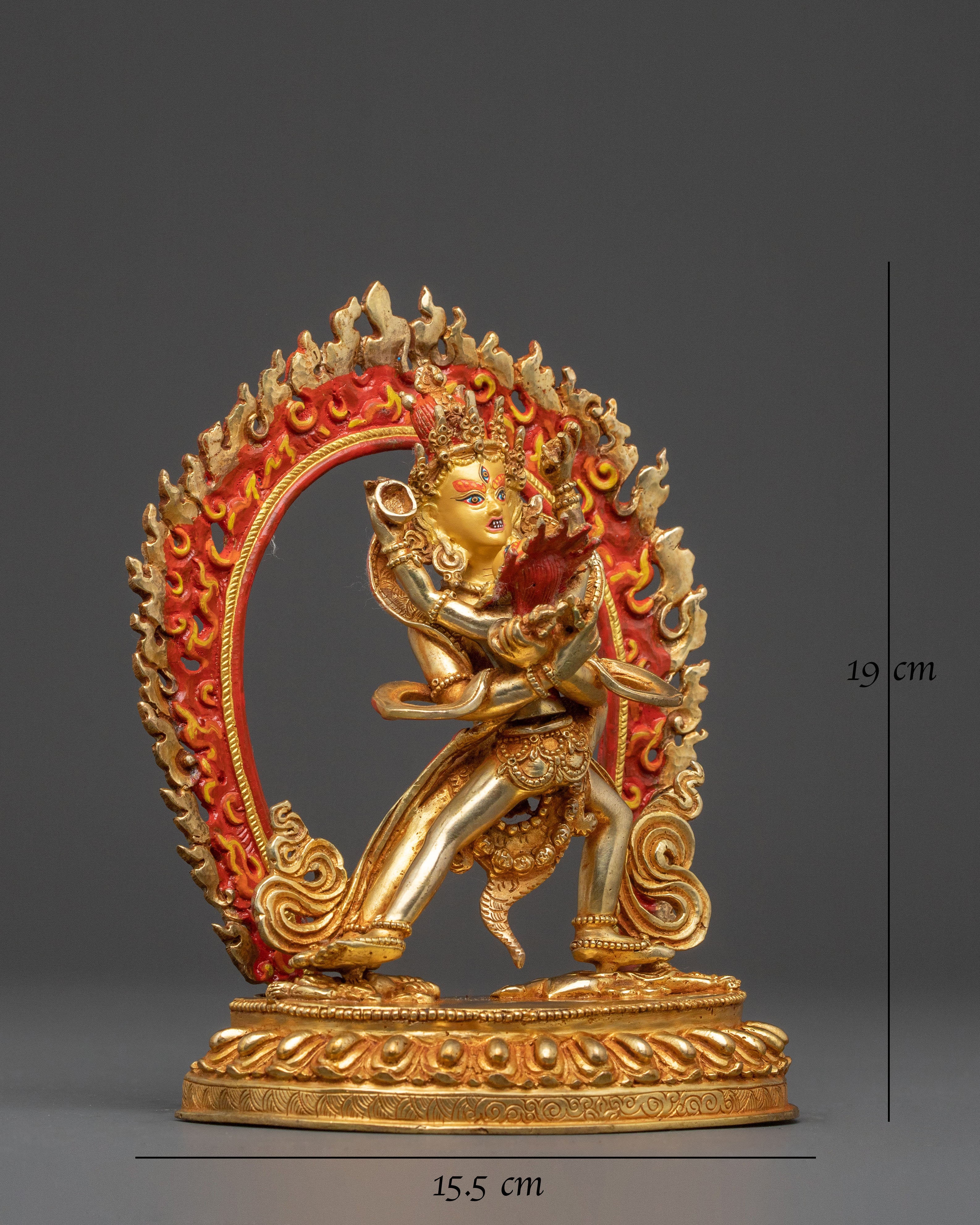 Exquisite Gold Gilded Heruka Deity Chakrasambhara Statue