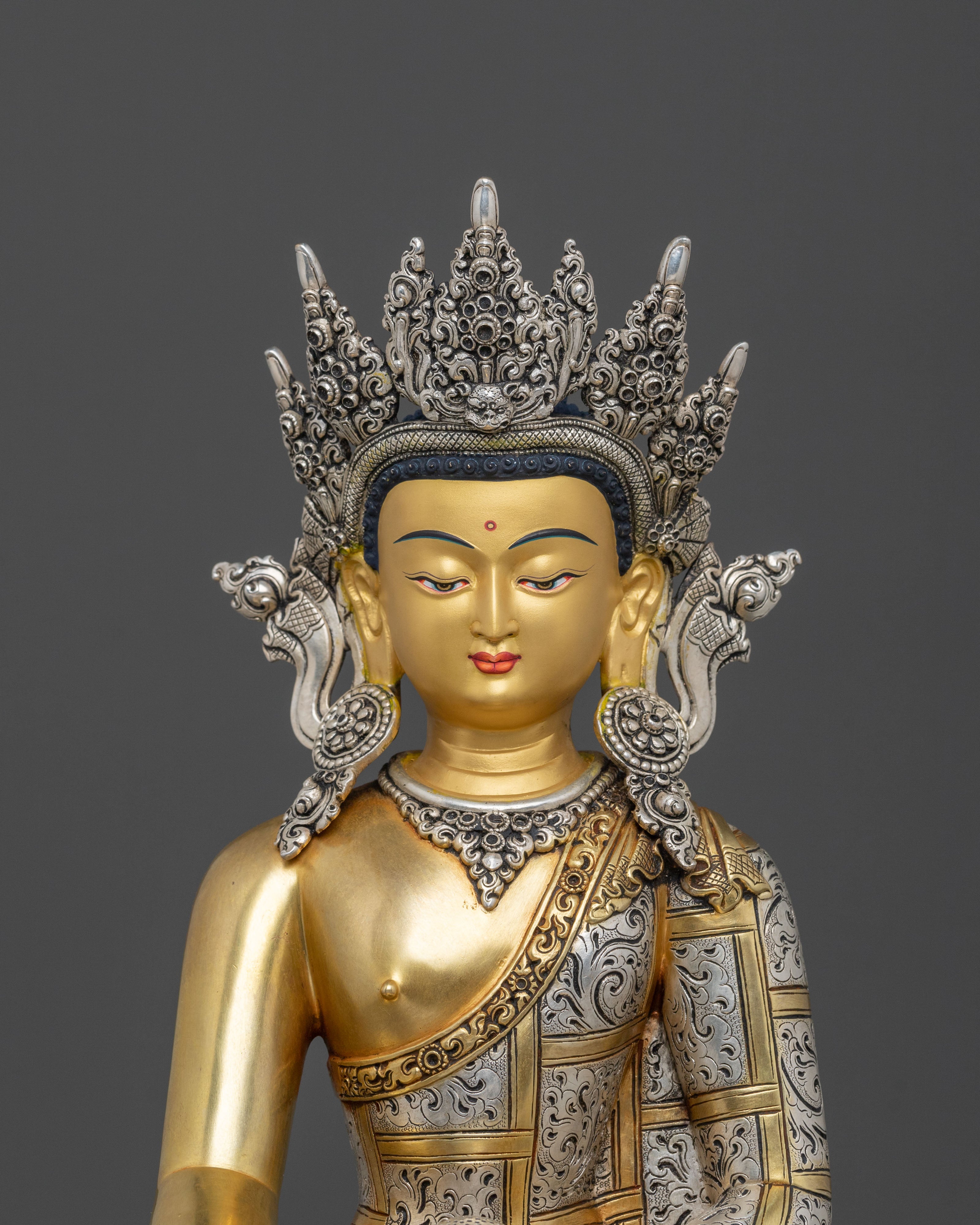 Tibetan Crown Shakyamuni Buddha Sculpture