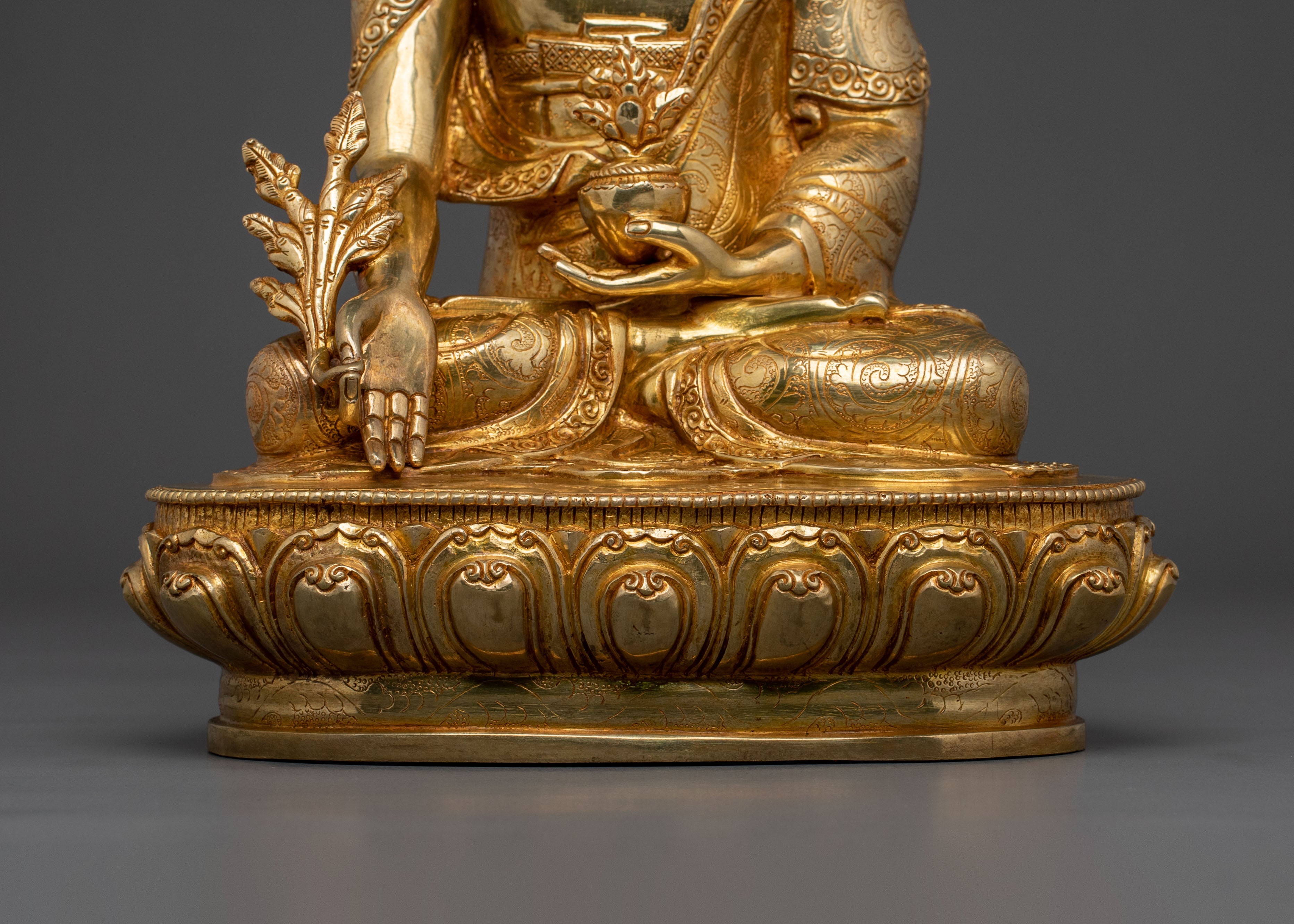 Sacred Medicine Buddha Statue of Healing - 24K Gold Gilded