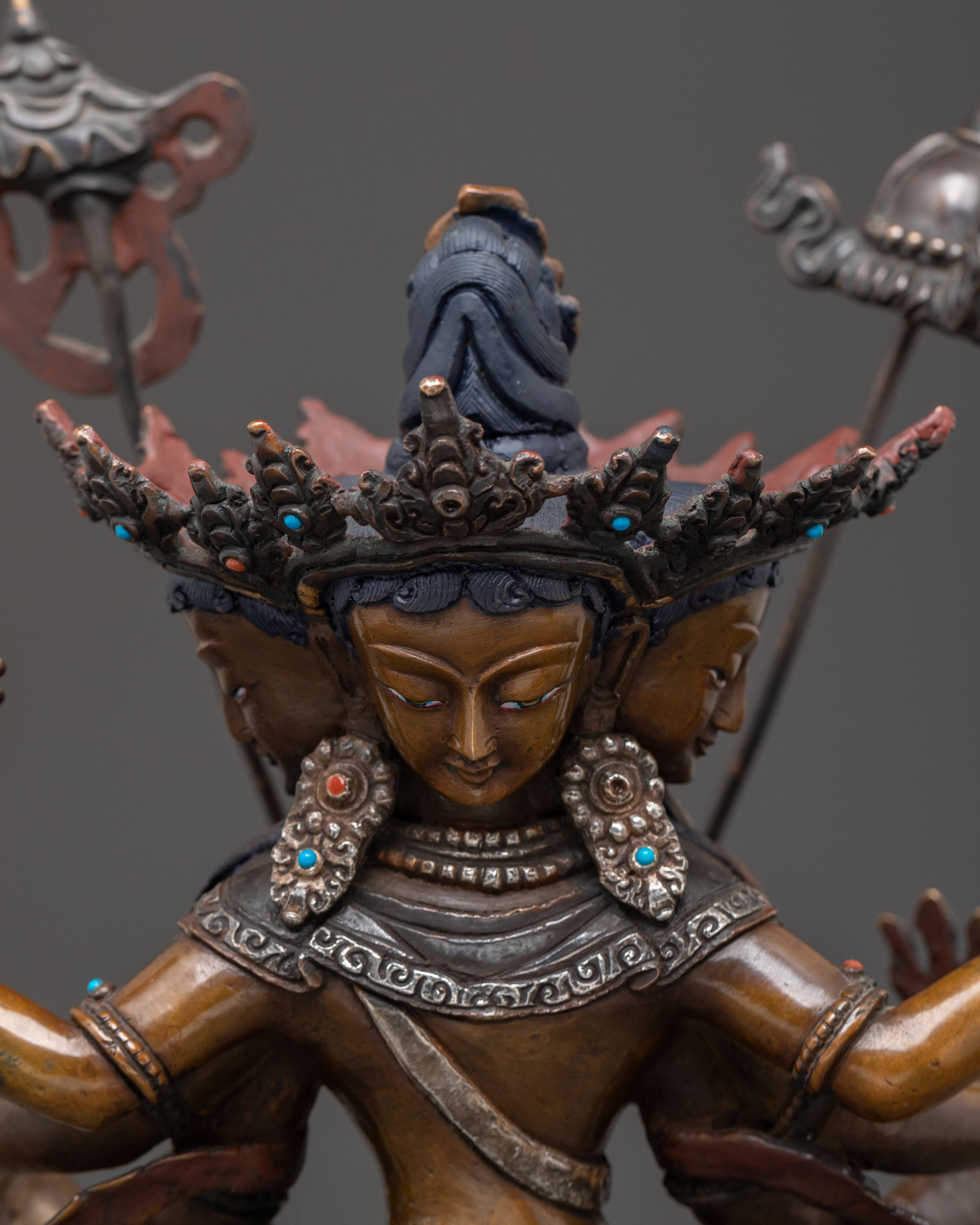 Dhoja Devi Spiritual Statue: Oxidized Copper Serenity