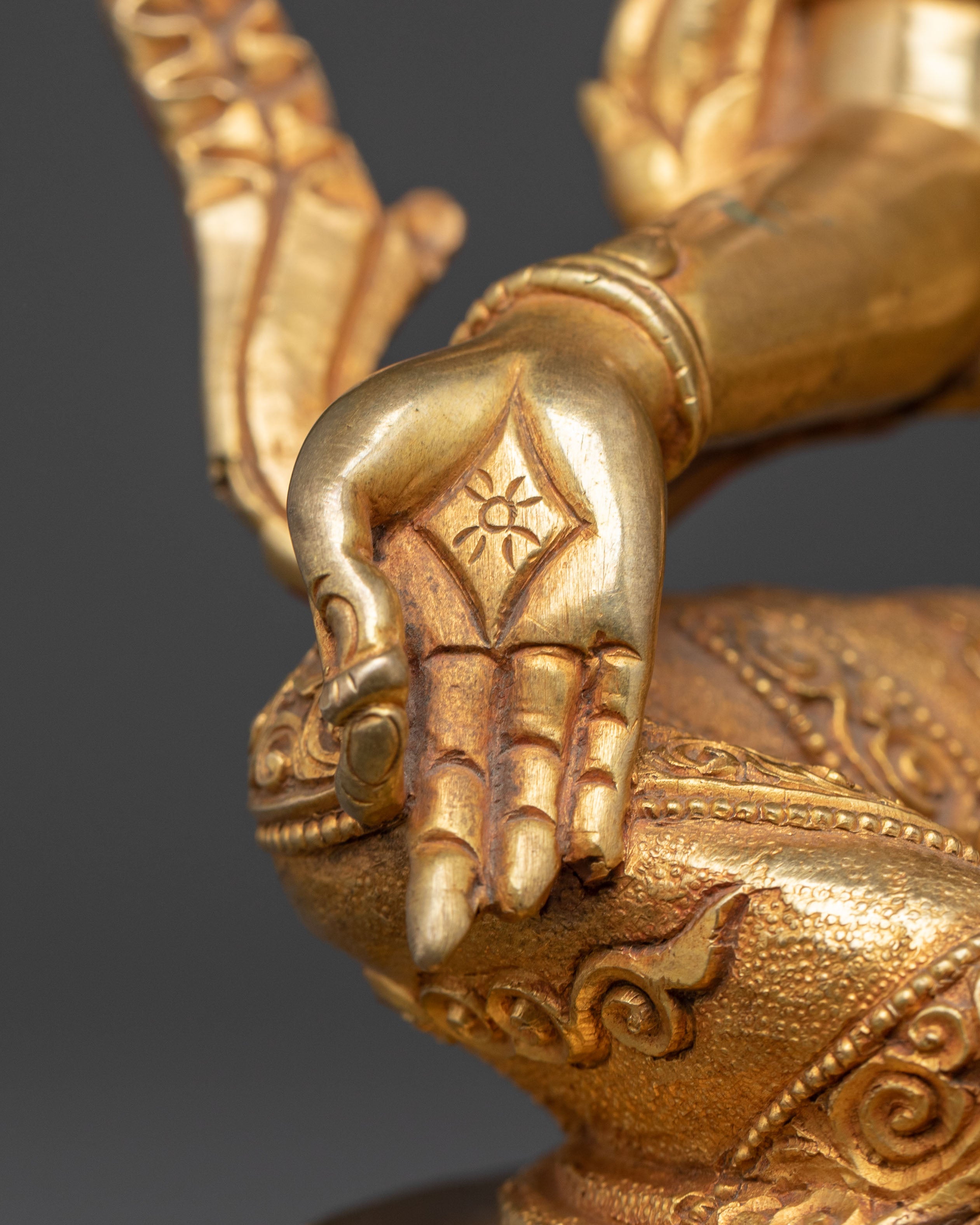 Green Tara 24K Gold Gilded Statue for Rituals