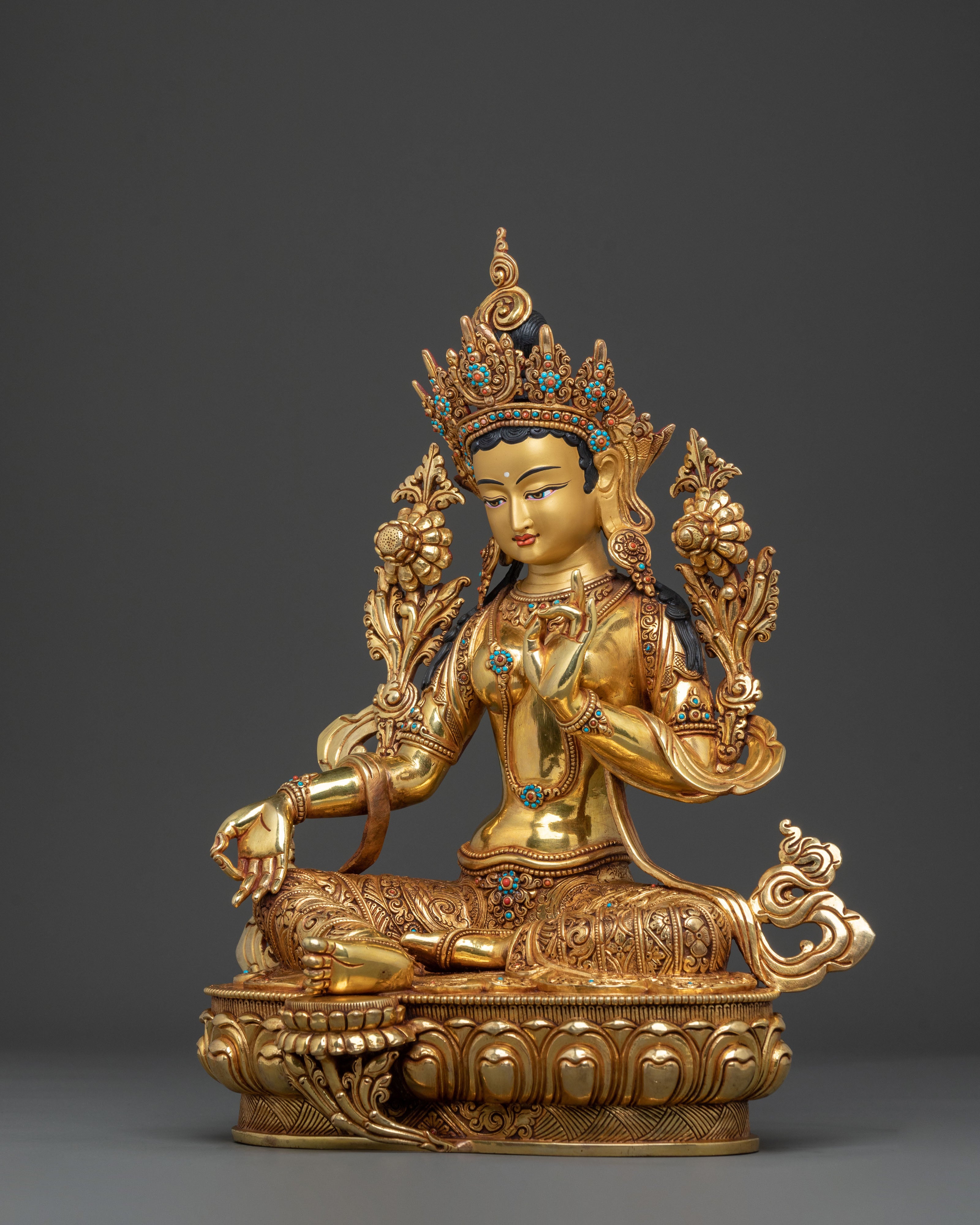 Handcrafted Green Tara Sacred Sculpture
