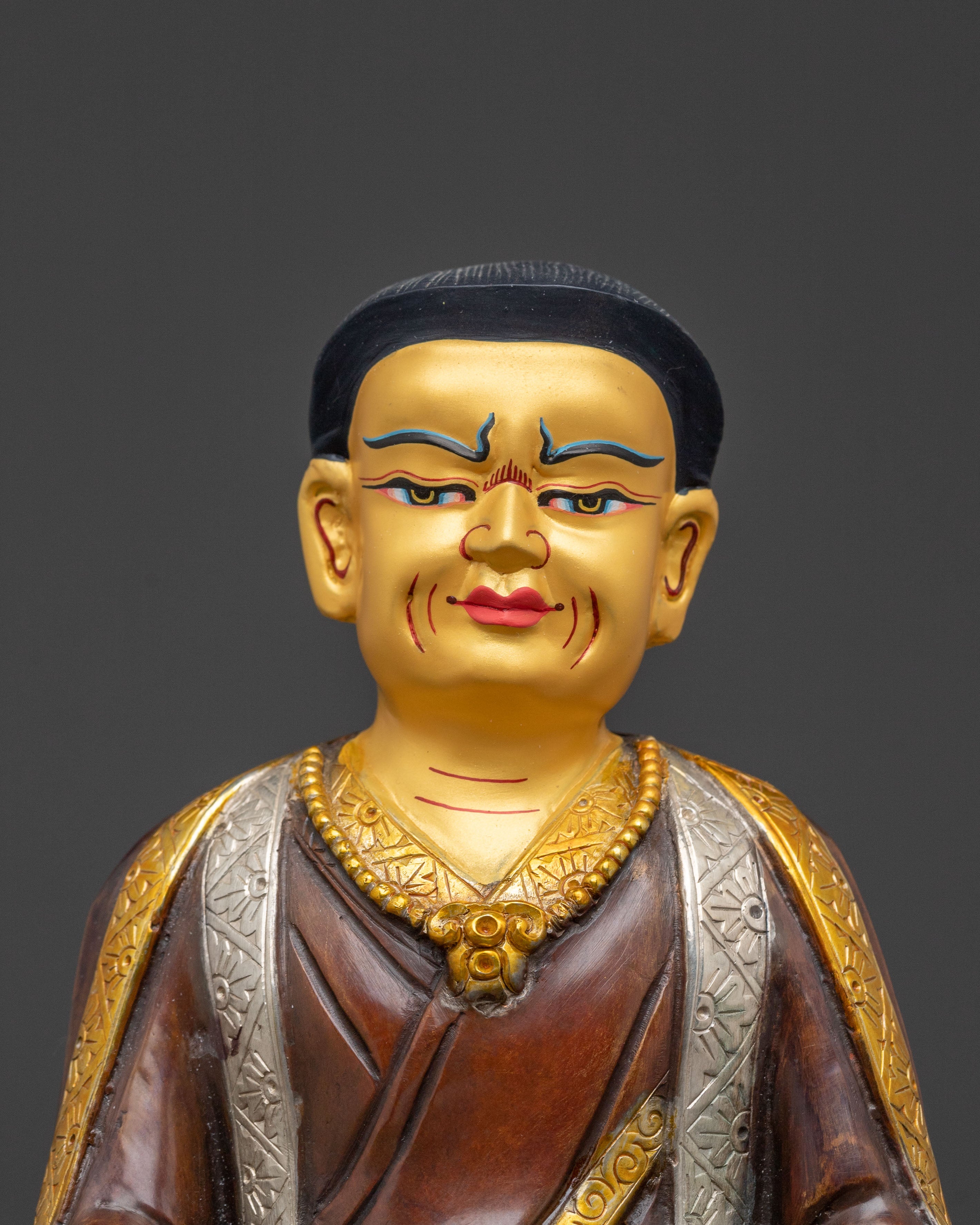Marpa Dharma Teacher Statue - Handcrafted Gilded Copper