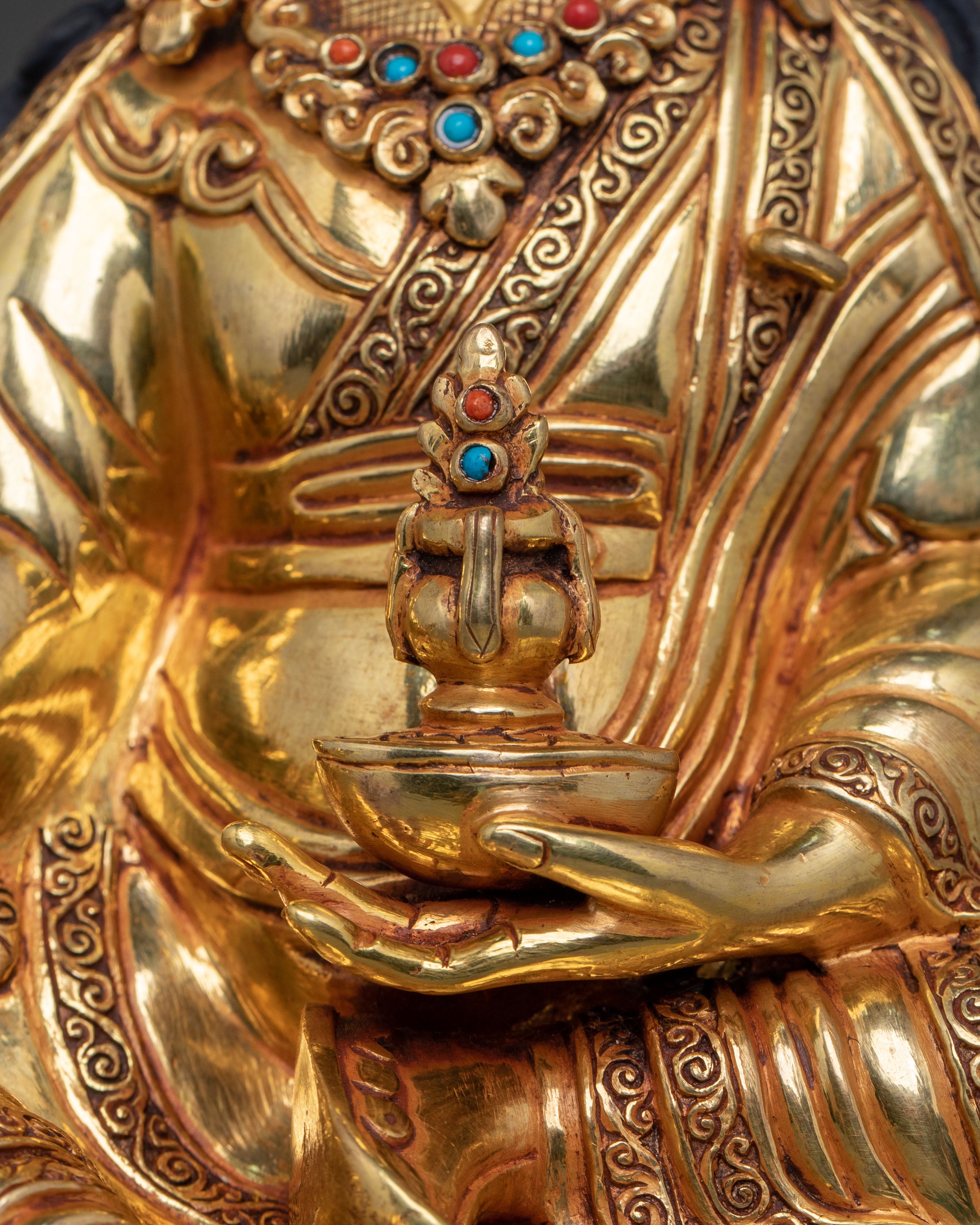 Guru Rinpoche Statue | 24K Gold Gilded Buddhist Icon