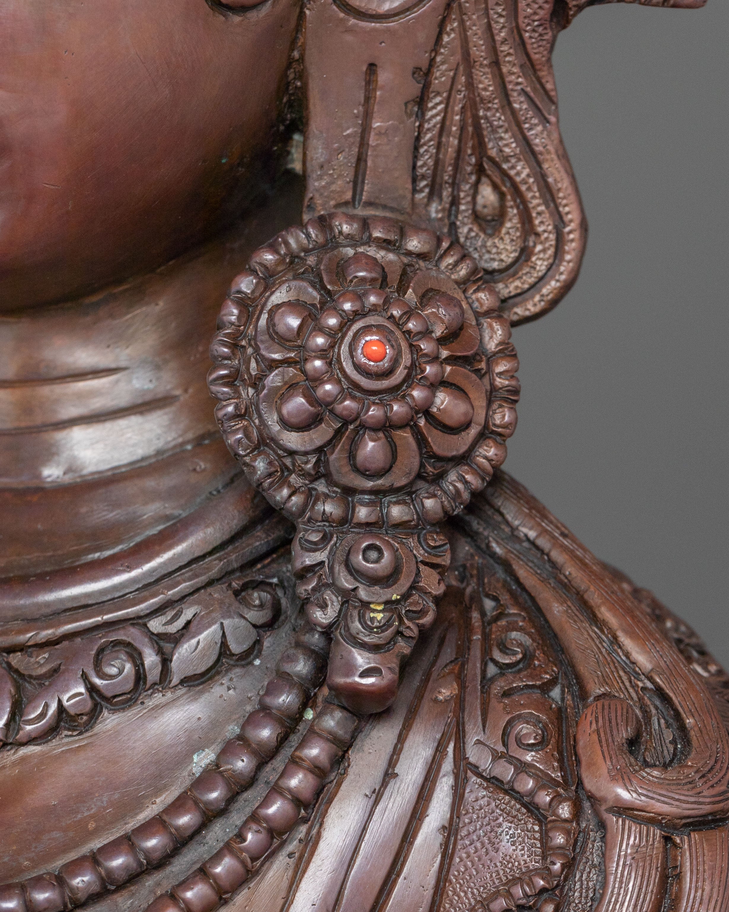 Green Tara Statue | Serene Oxidized Copper Guardian