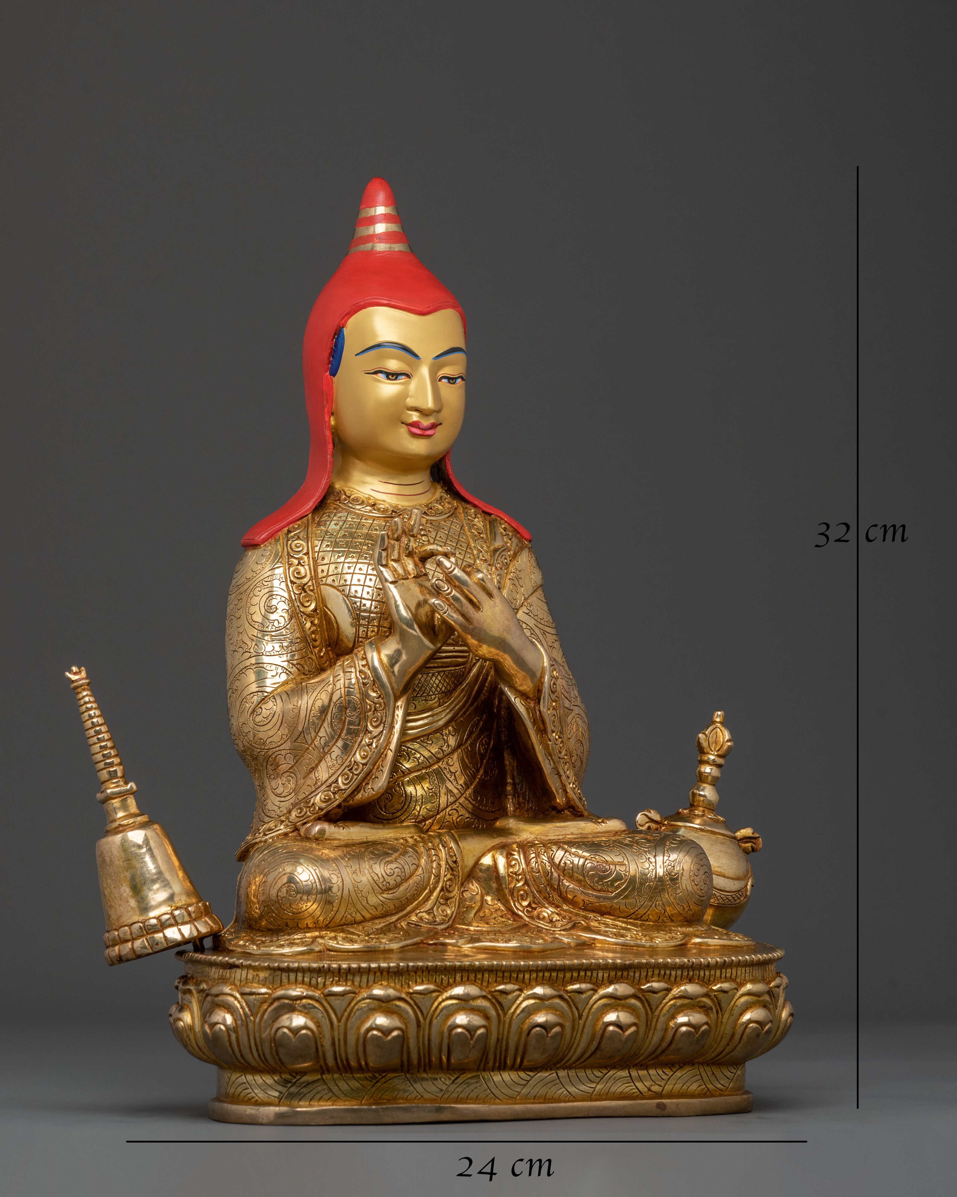 Atisa Statue | Exquisite 24K Gold Gilded Masterpiece
