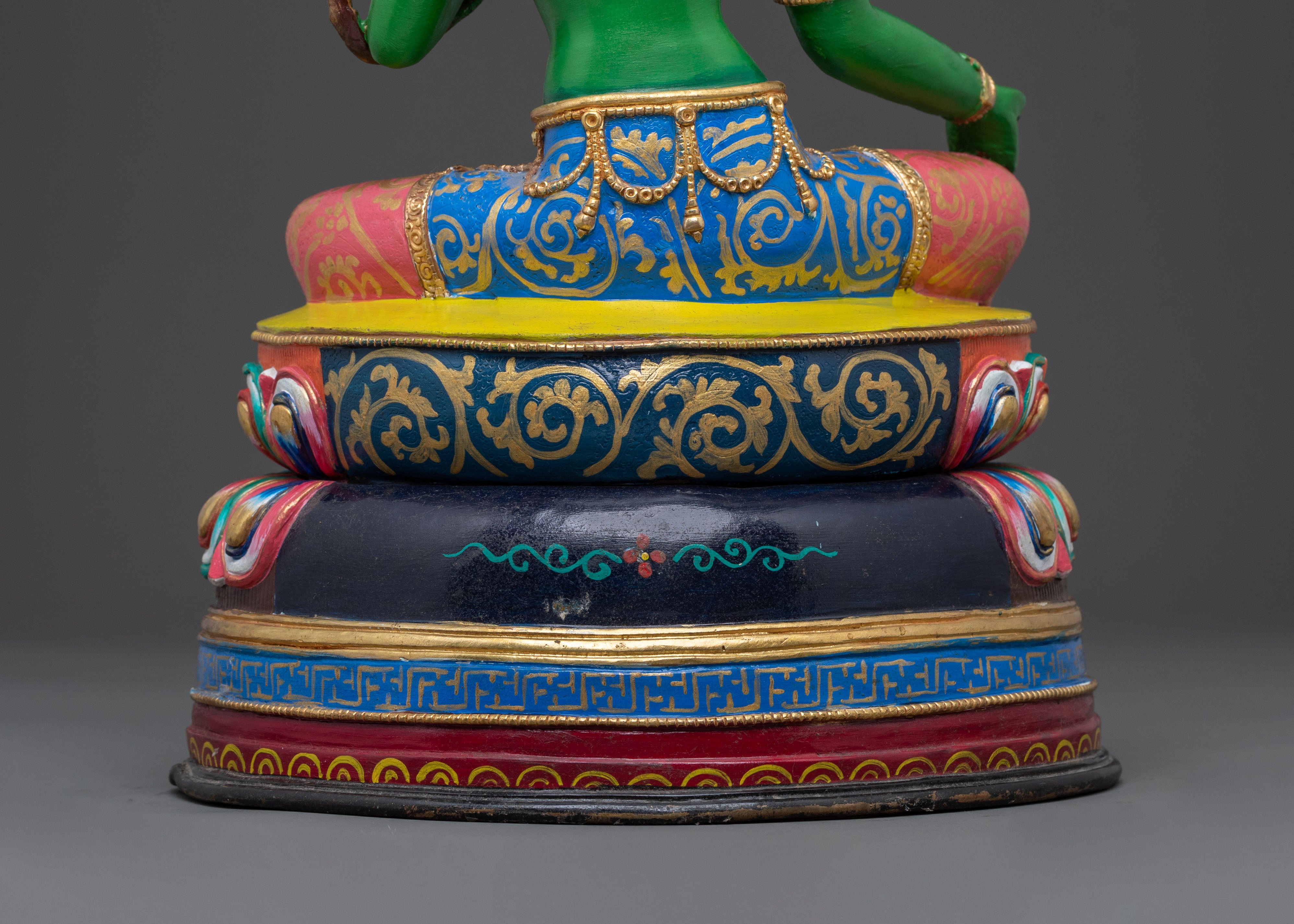 Hand Carved Green Tara Sculpture | Goddess of Compassion & Protection