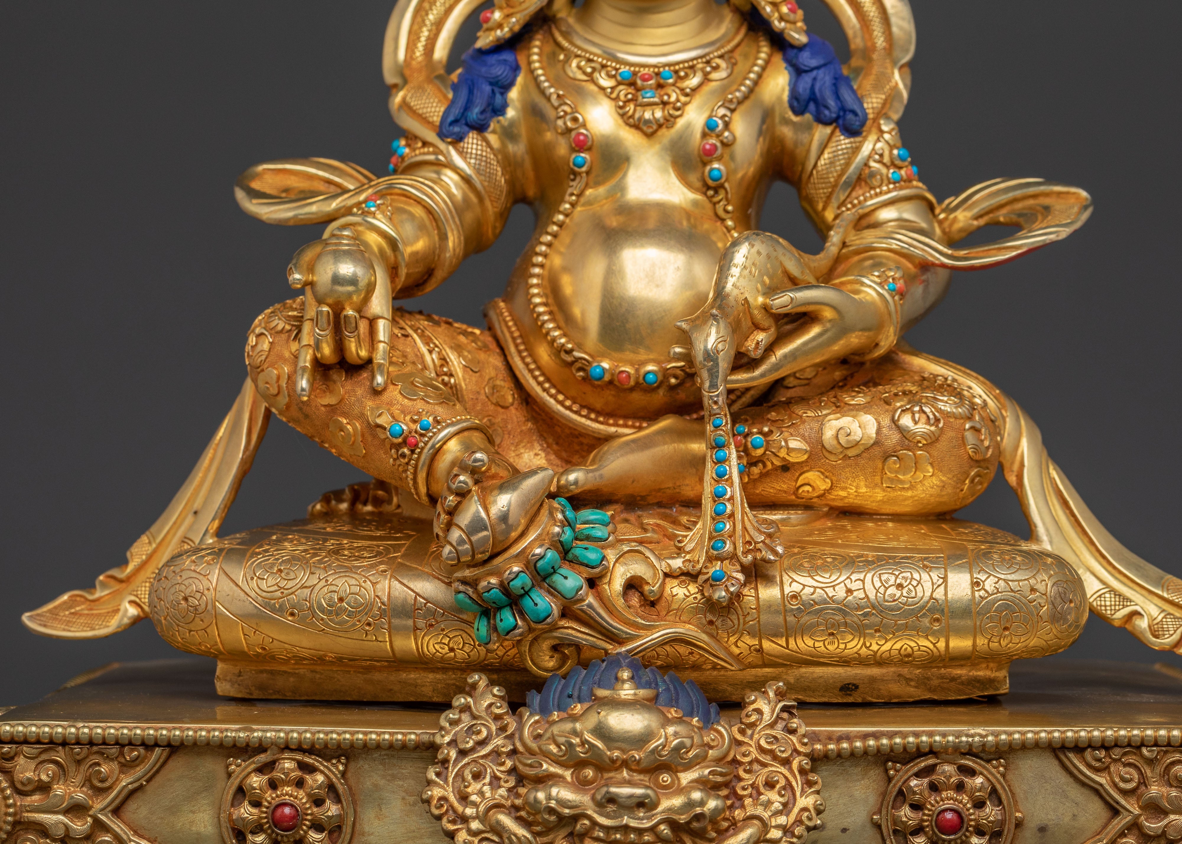 Dzambhala Sculpture on Throne | Buddhist Wealth Deity