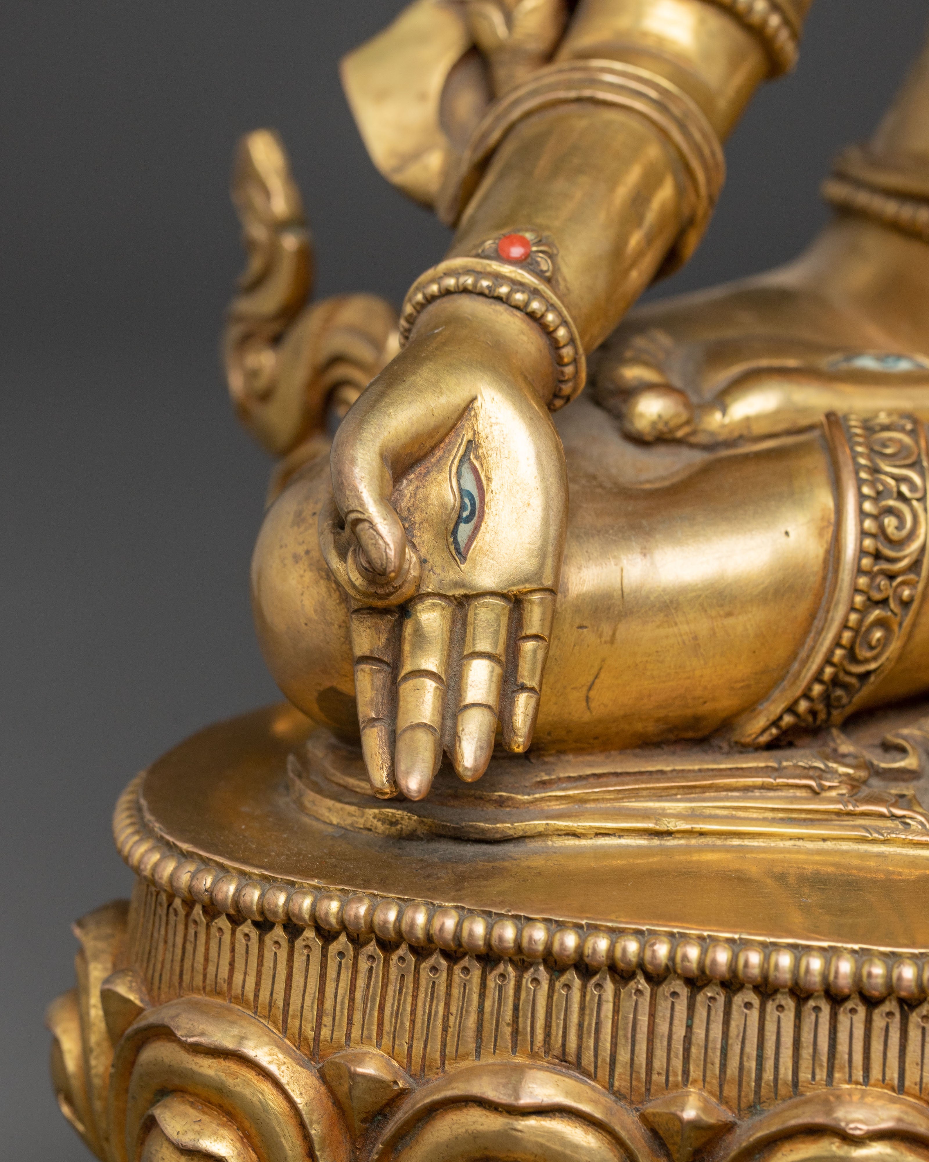 Handcrafted White Tara Statue: Peaceful Bodhisattva Deity of Longevity