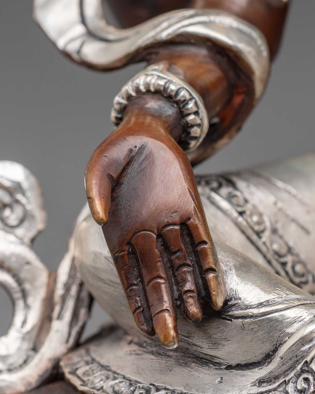 Devi Laxmi Sculpture | Oxidized Copper Goddess Figurine