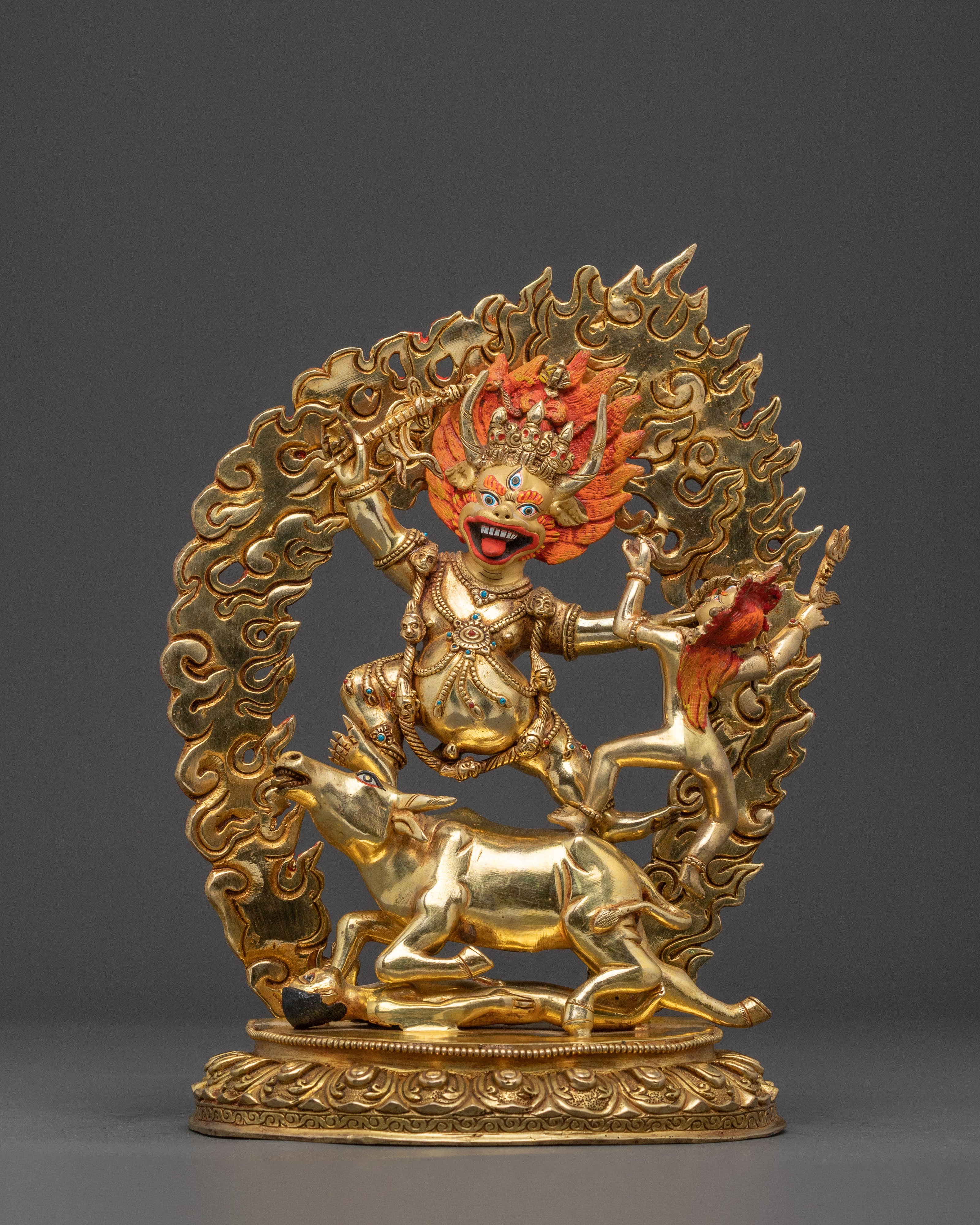 Majestic 24K Gold Gilded Statue of Yamantaka