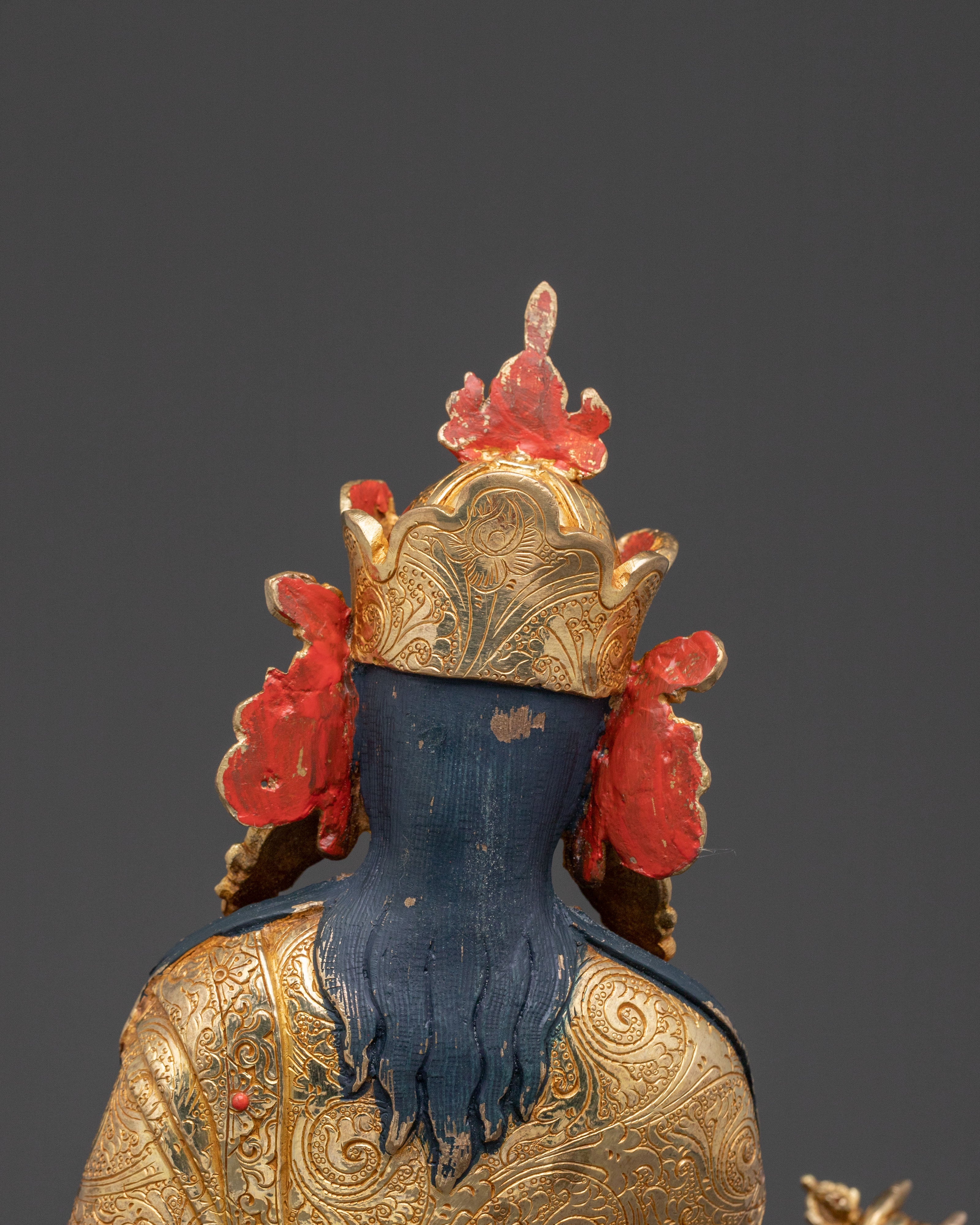 Lotus Born Guru Rinpoche Sacred Statue – Gold Gilded Statue