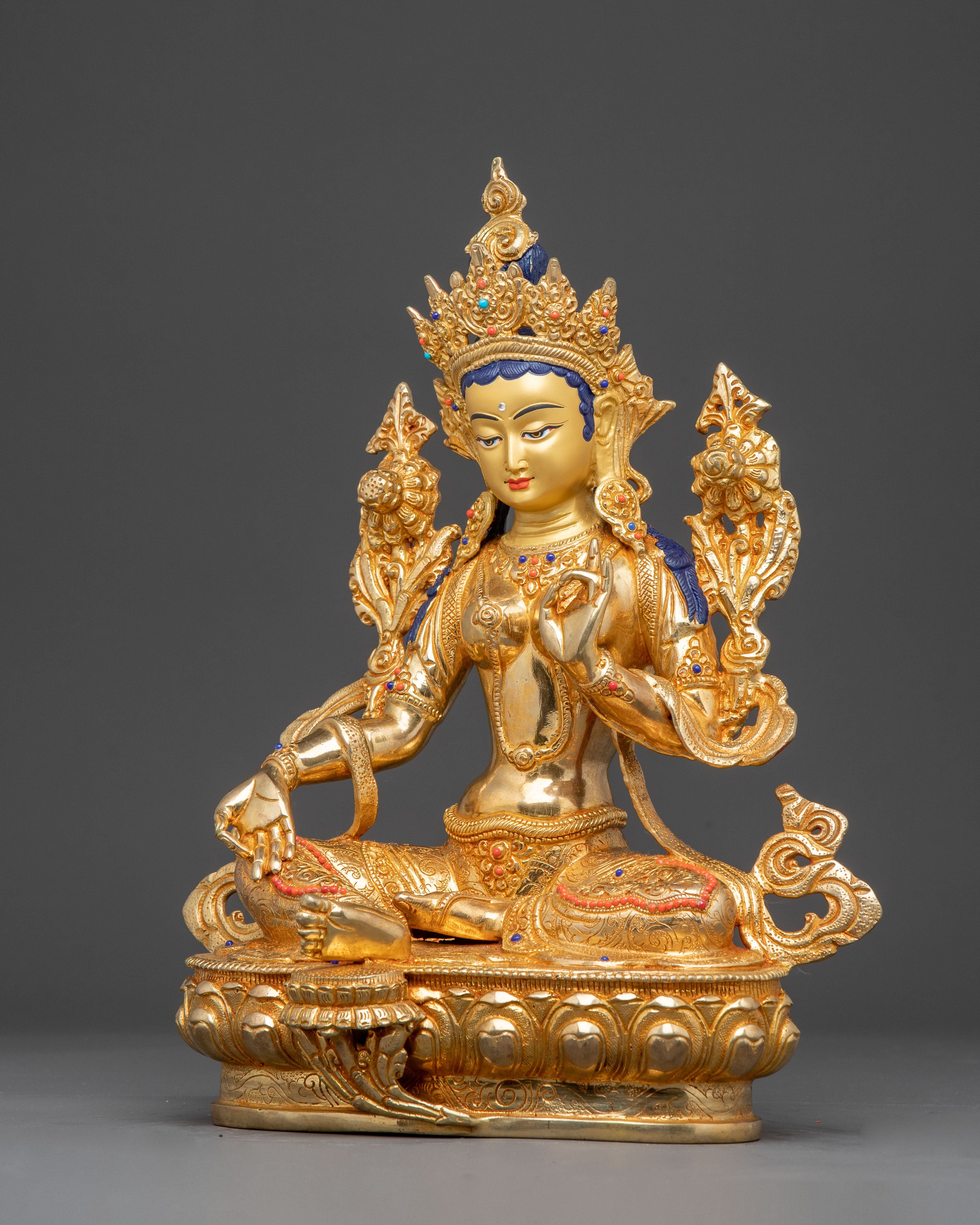 Handmade Copper Statue of Shyama Tara (Green Tara)