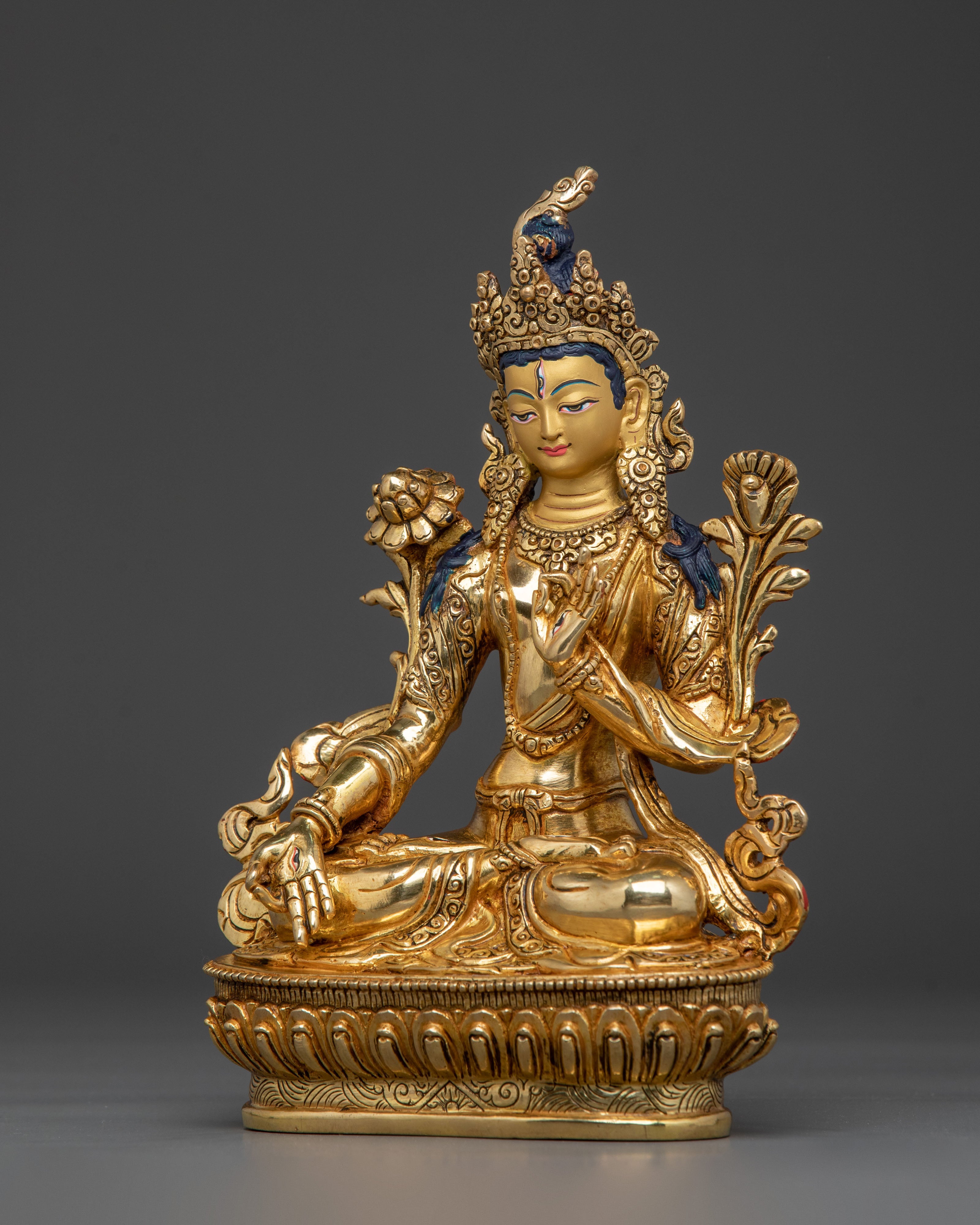 Handcrafted White Tara Sacred Sculpture | Compassion Deity of Long Life