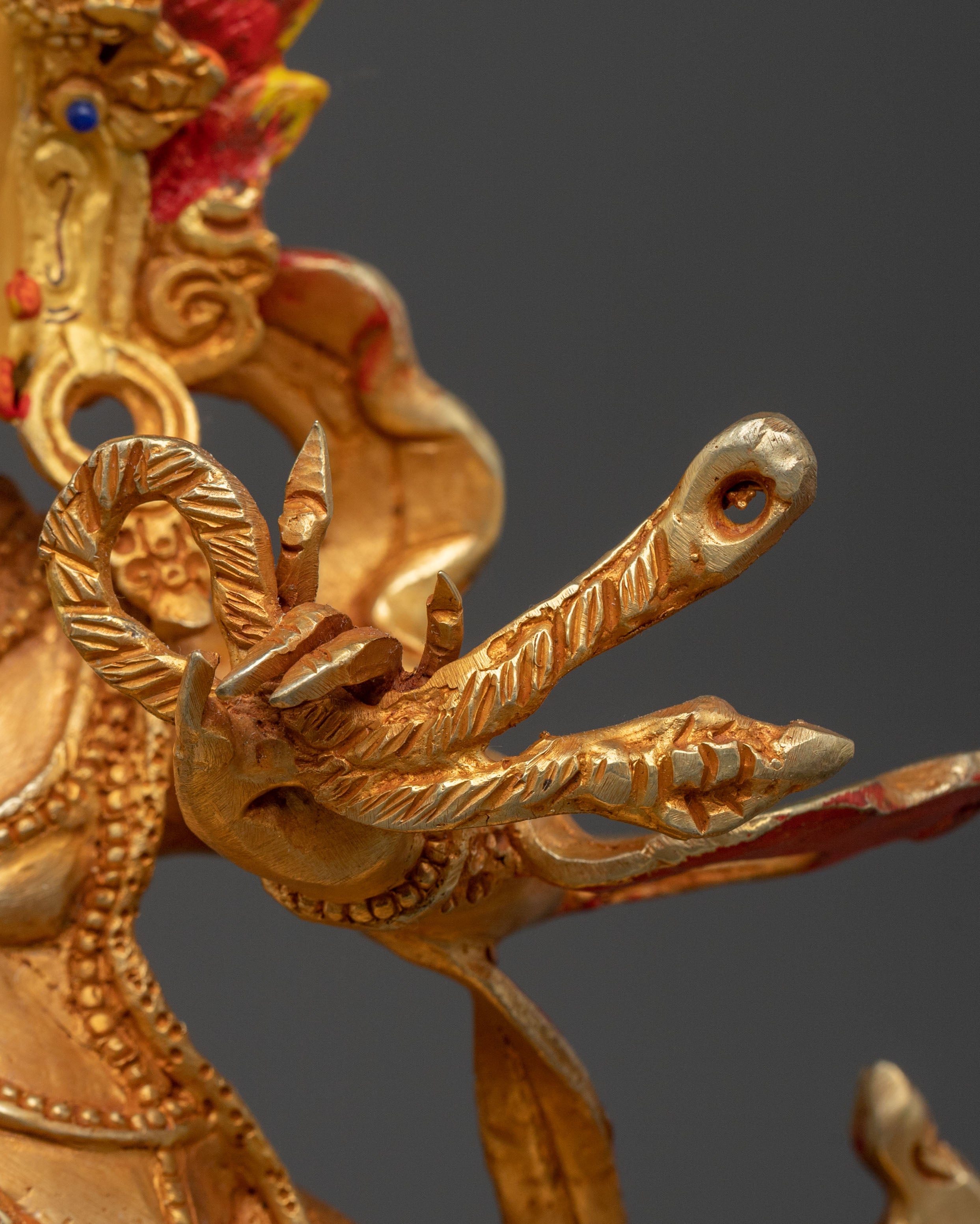 24K Gold Gilded Vajrapani Statue: Wrathful Deity and Thunderbolt Holder