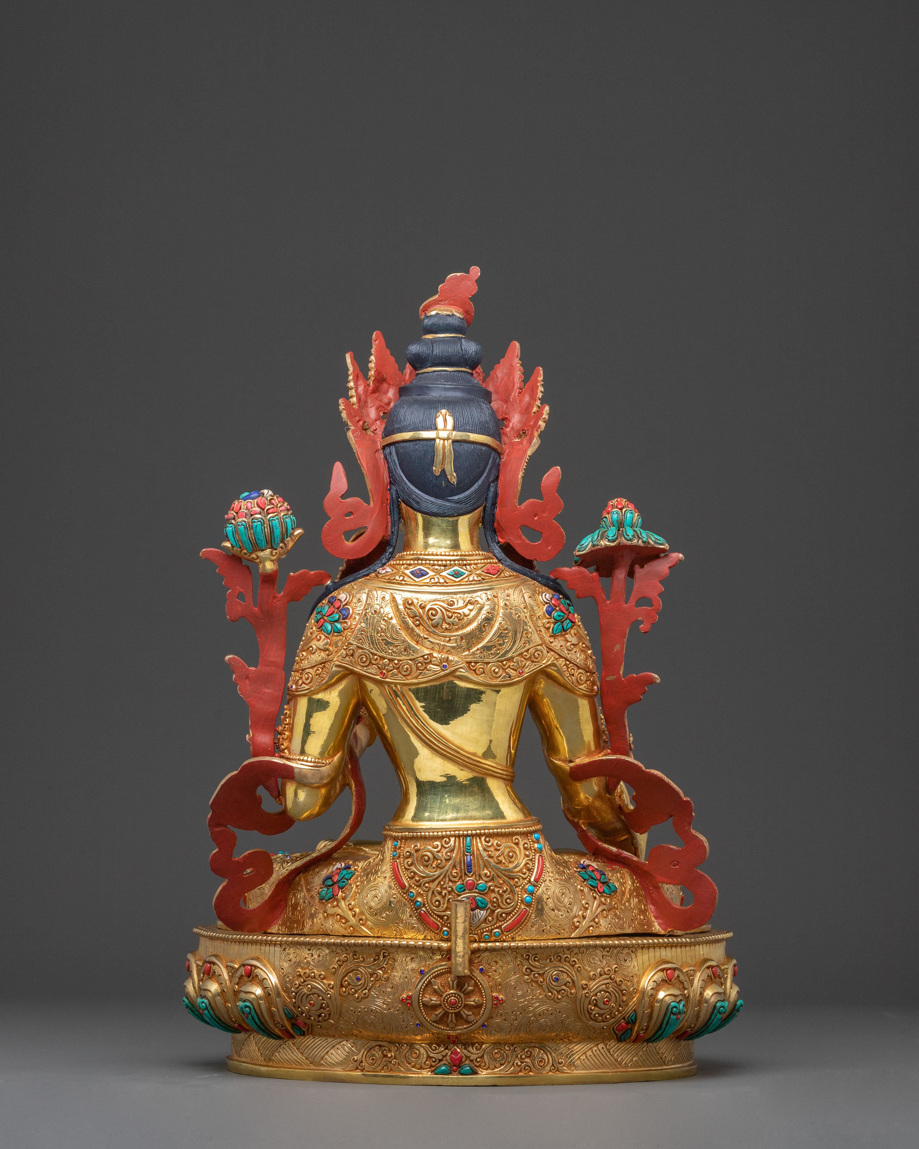 Handcrafted Divine Statue of White Tara with 24K Gold Gilding