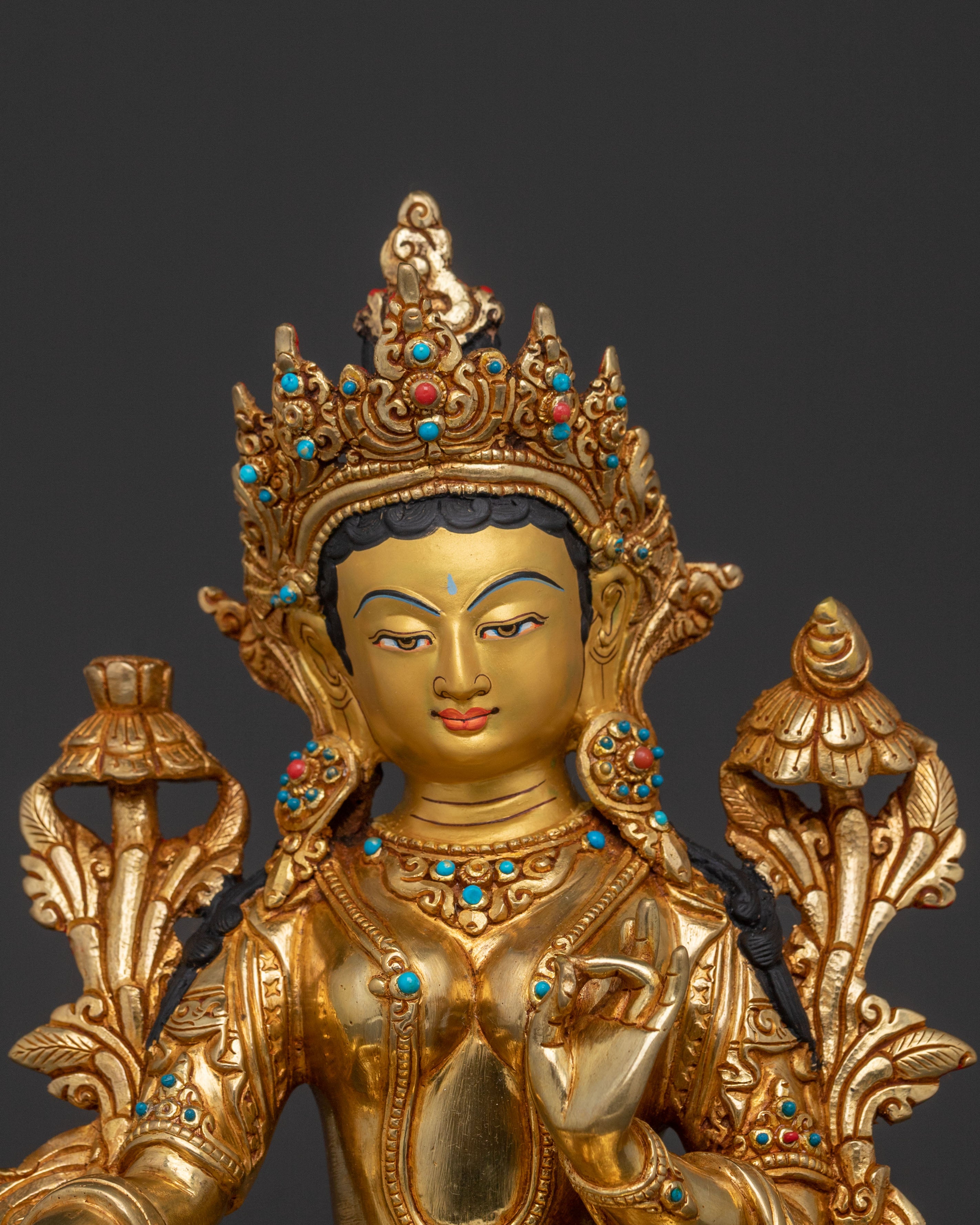 Divine Mother Tara Statue: Hand-Gilded Serenity