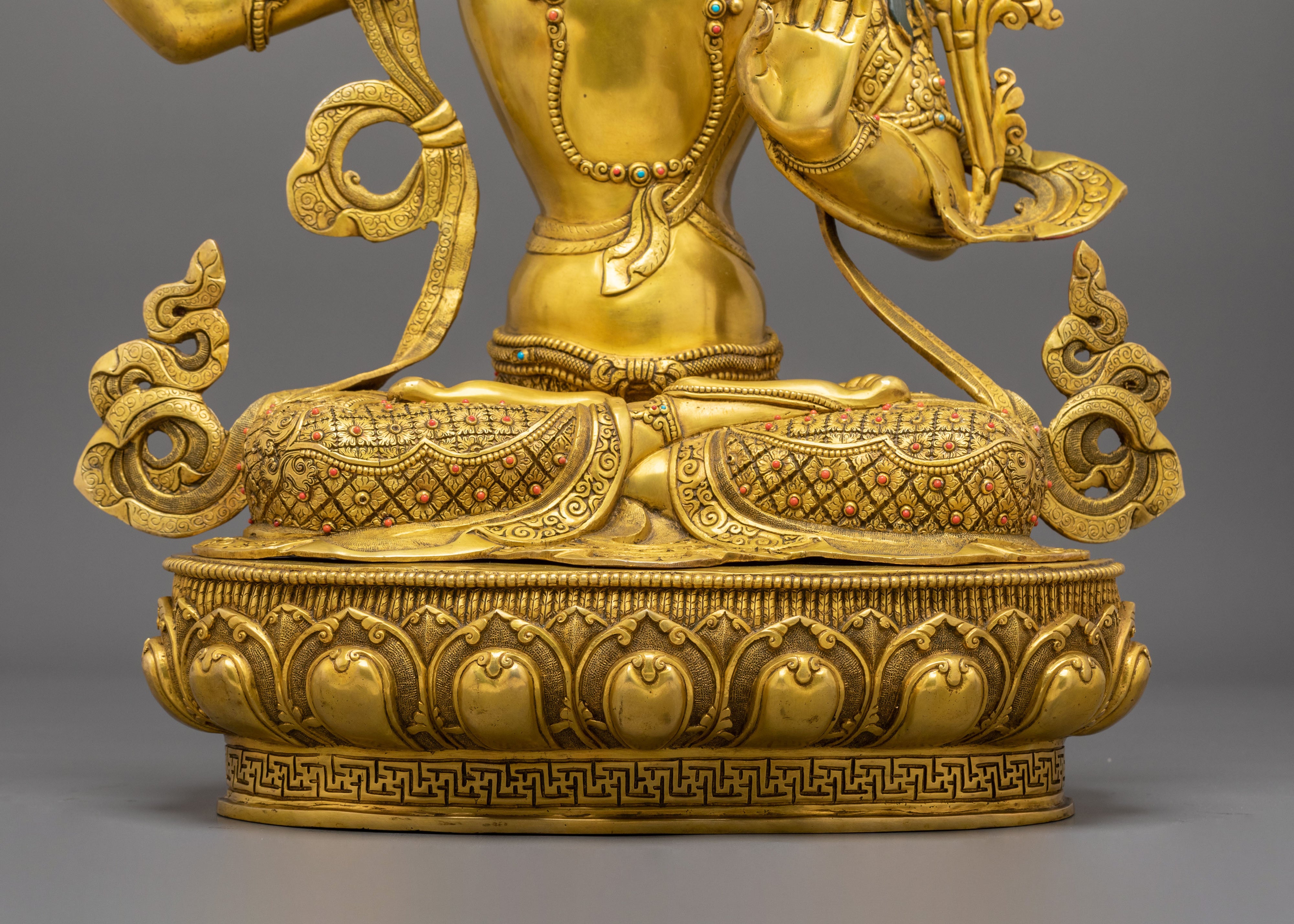 Manjughoṣa Sculpture of Wisdom | 24K Gold Gilded Copper Statue