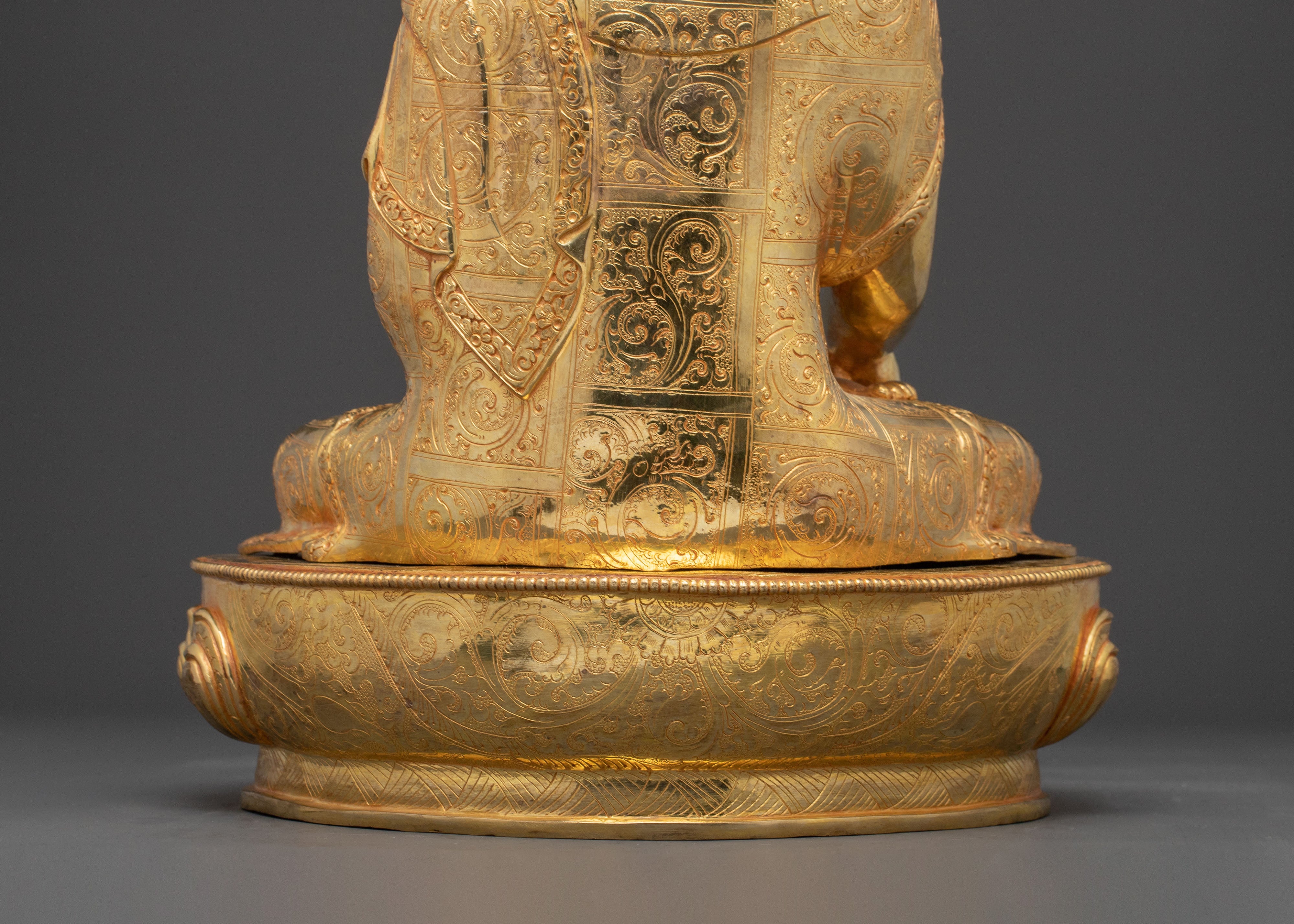 Shakyamuni Buddha Sacred Sculpture – Handcrafted Gold Gilded Statue