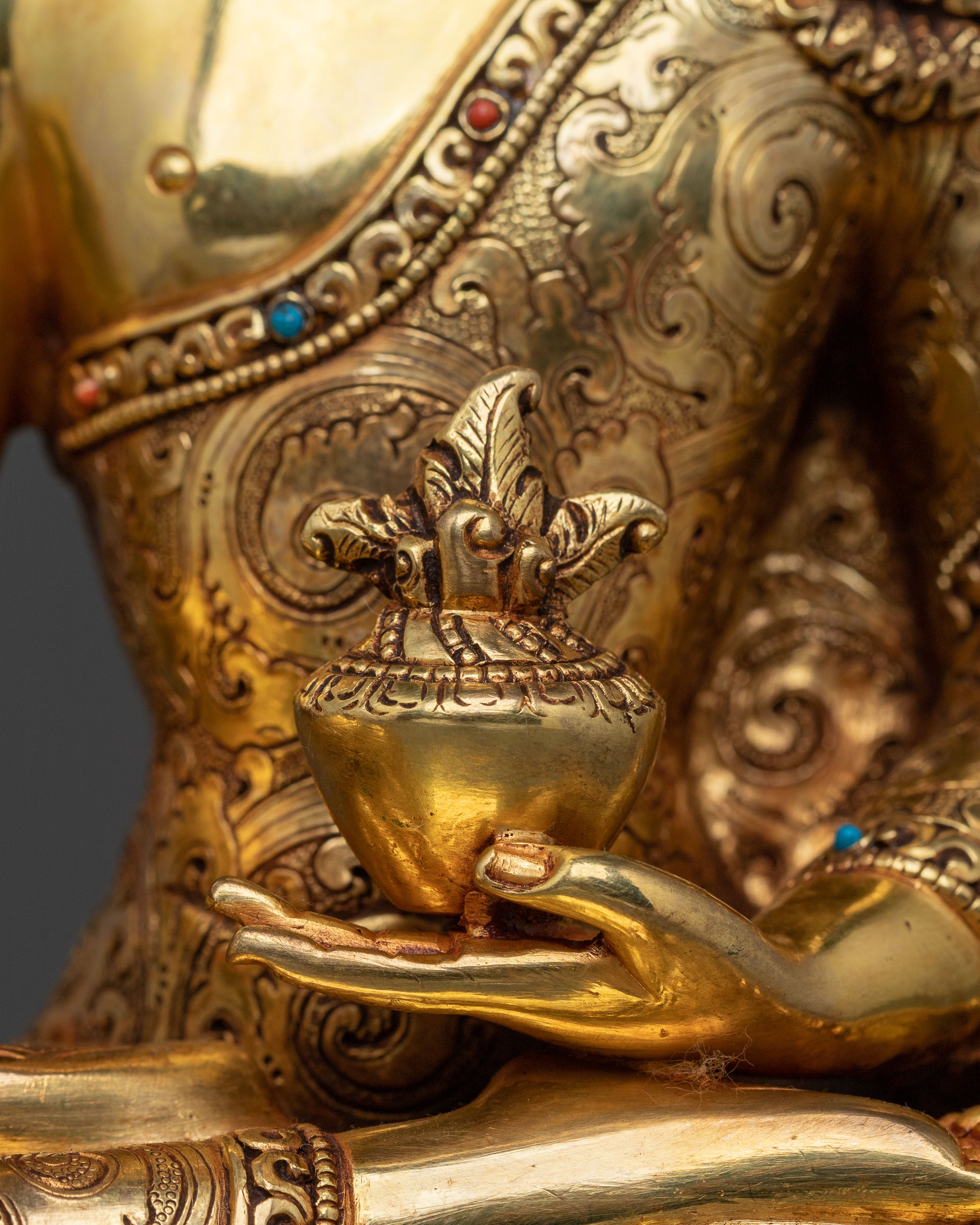 Golden Three Buddhas Spiritual Statue Set