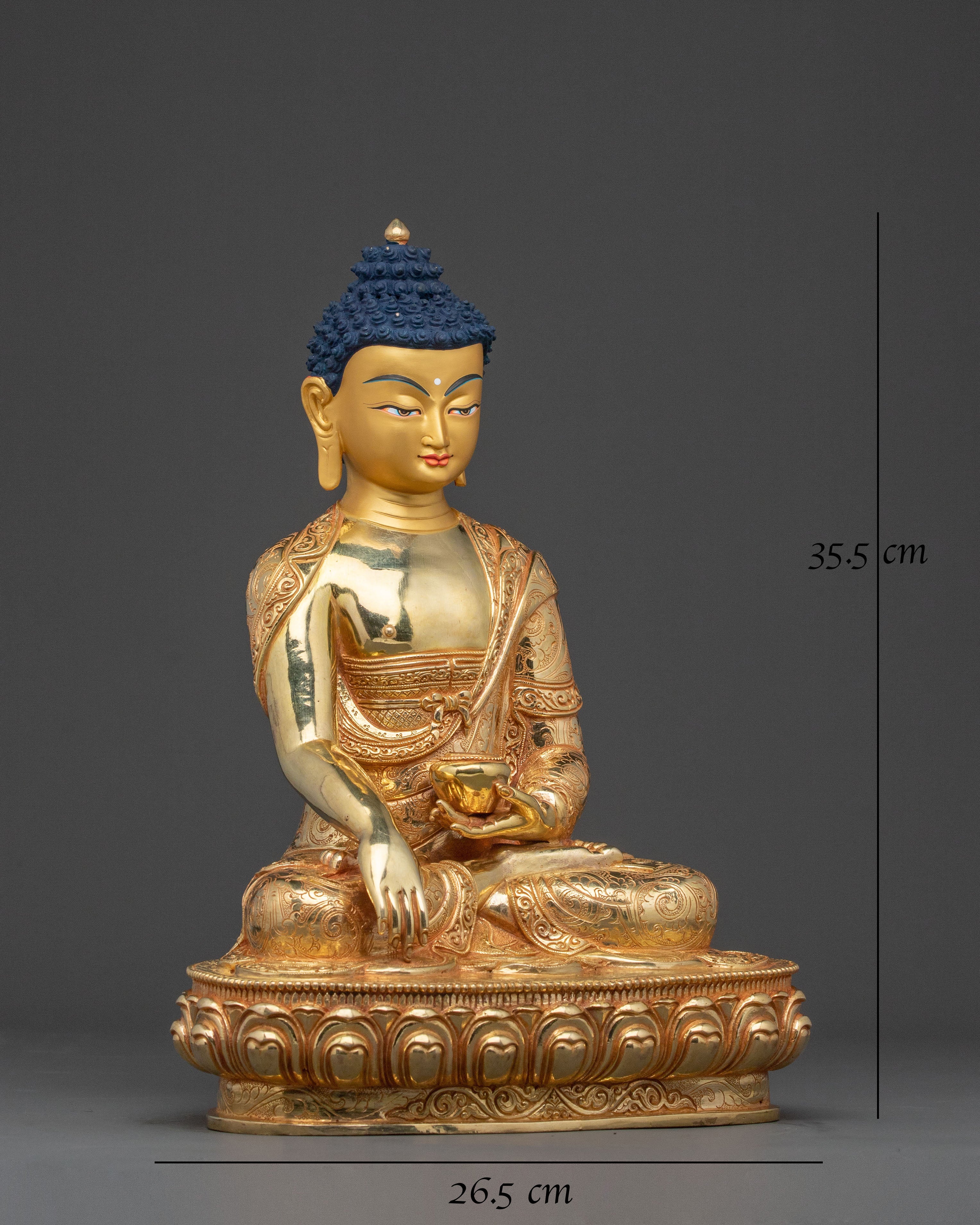24K Gold Gilded Shakyamuni Buddha Sculpture | Light of Enlightenment