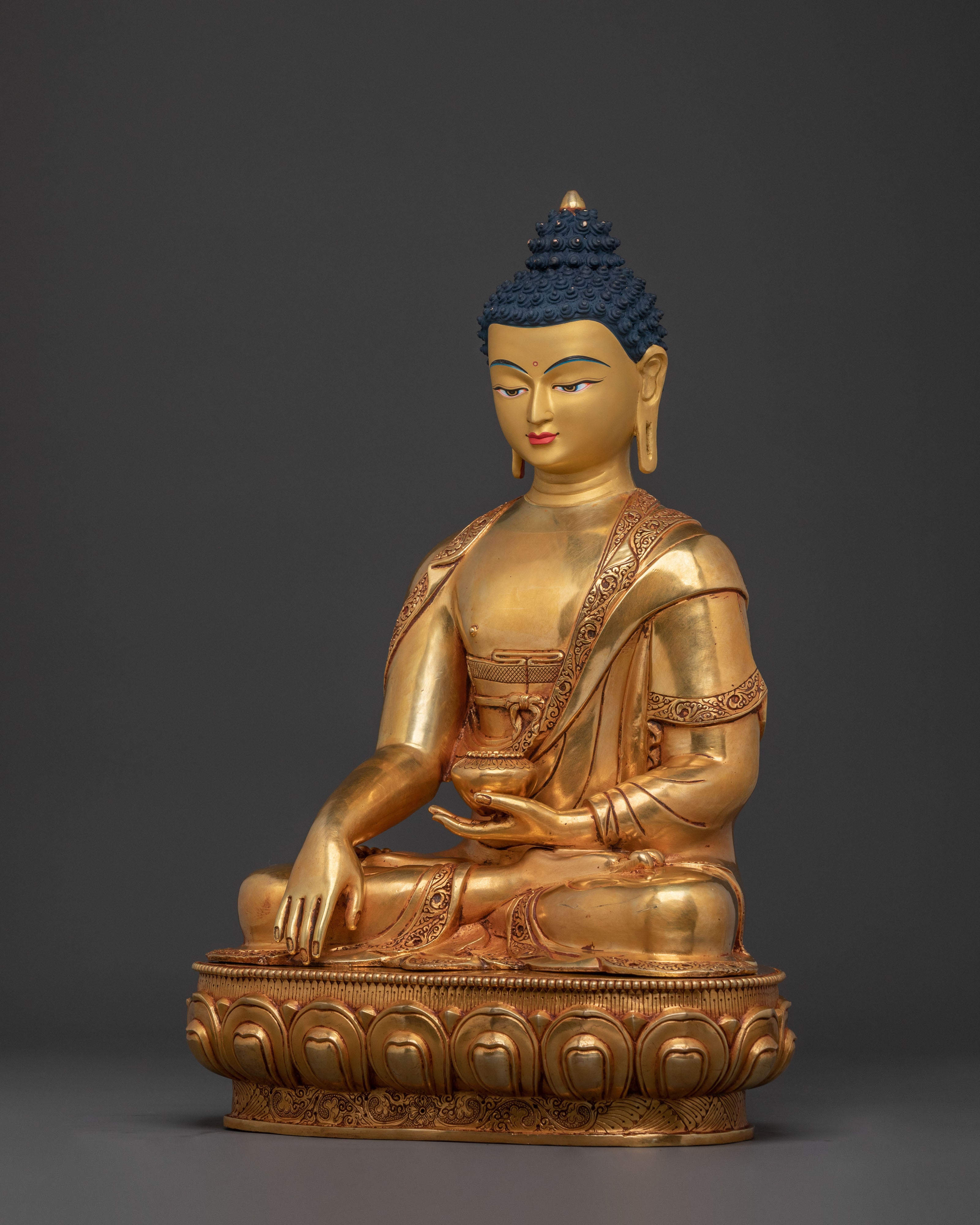 Shakyamuni Buddha Statue | 24K Gold Gilded Figure