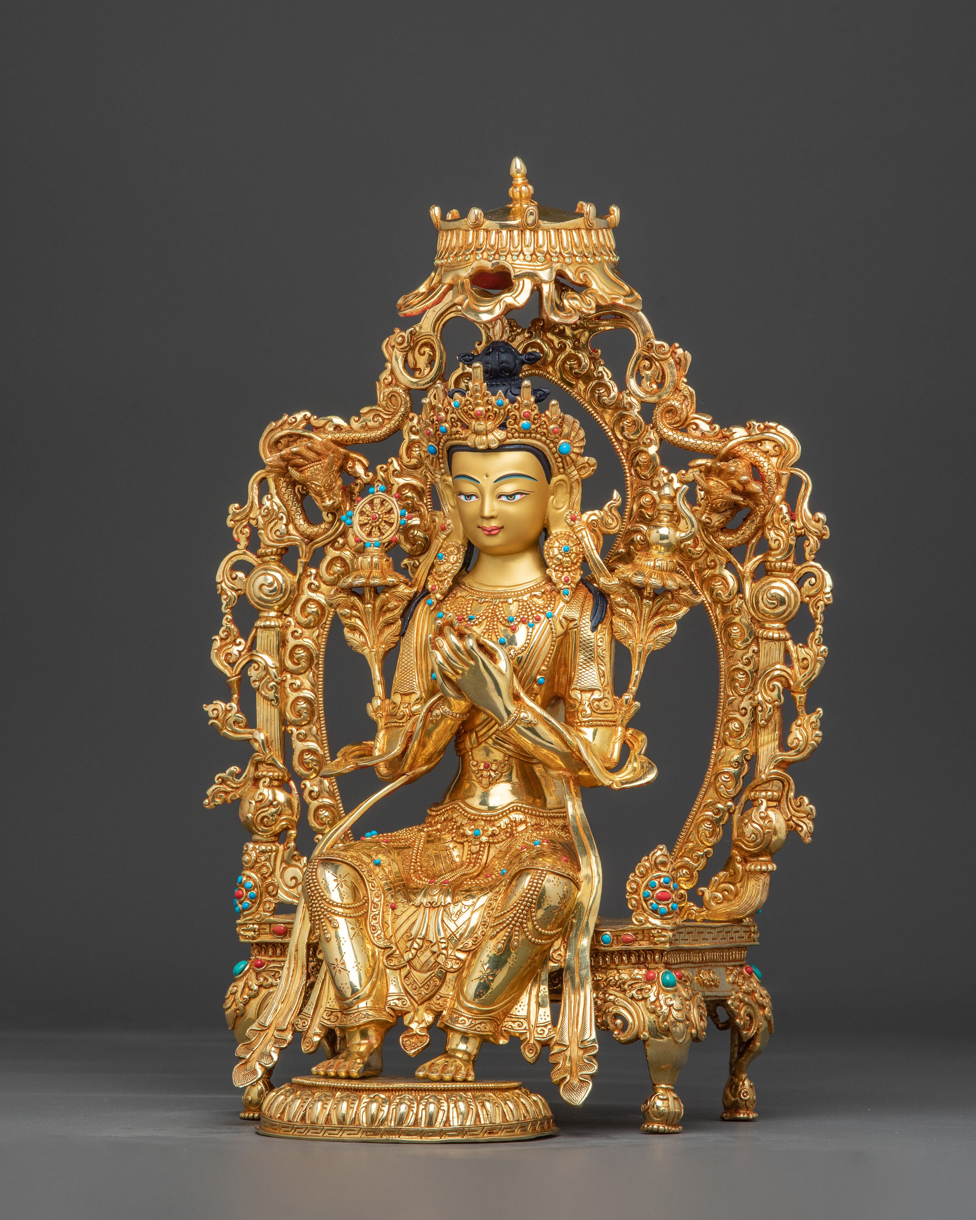 Maitreya Buddha 24K Gold Gilded Copper Statue — Radiant Future Buddha