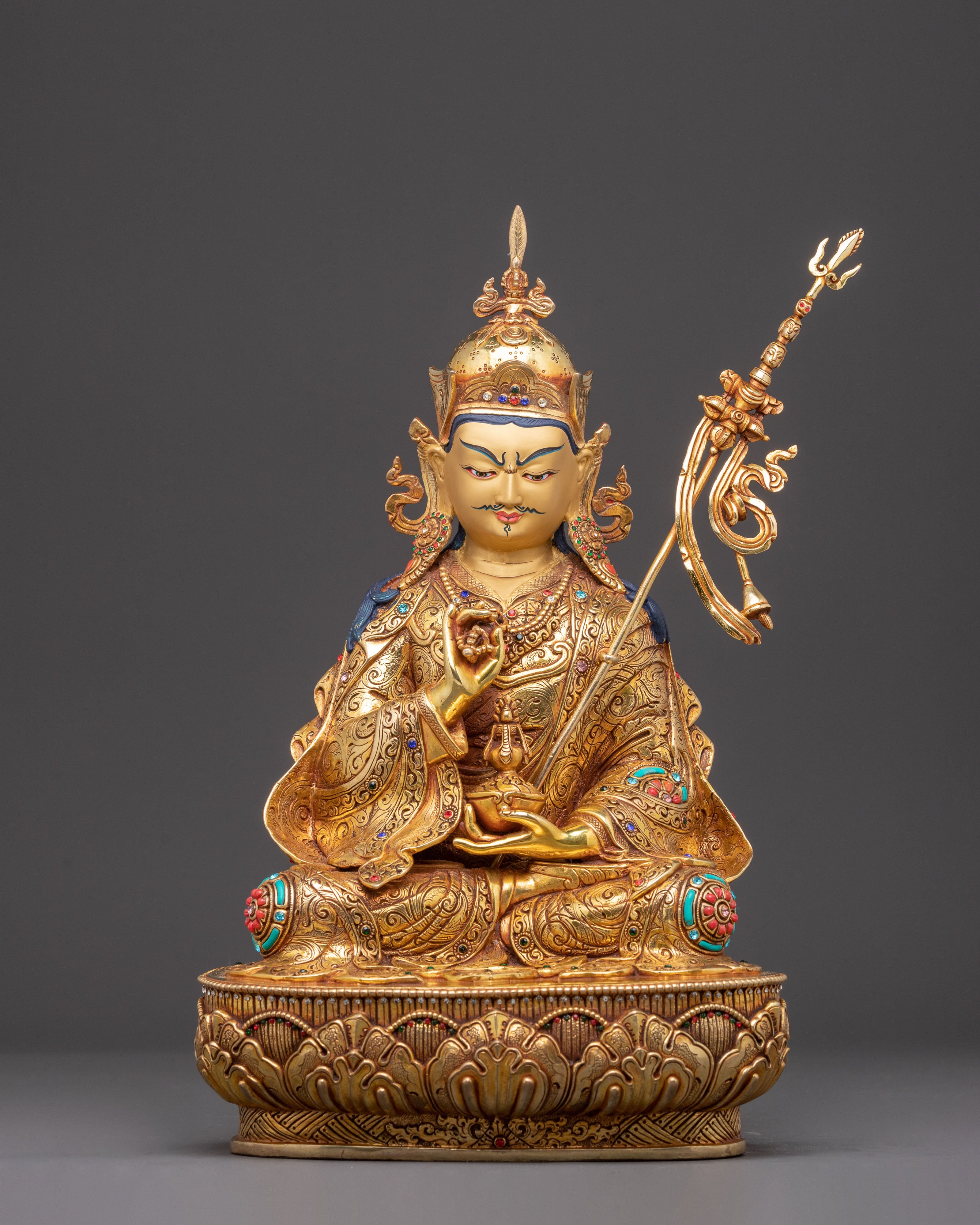 Handmade Golden Statue of Guru Tsyoke Dorje