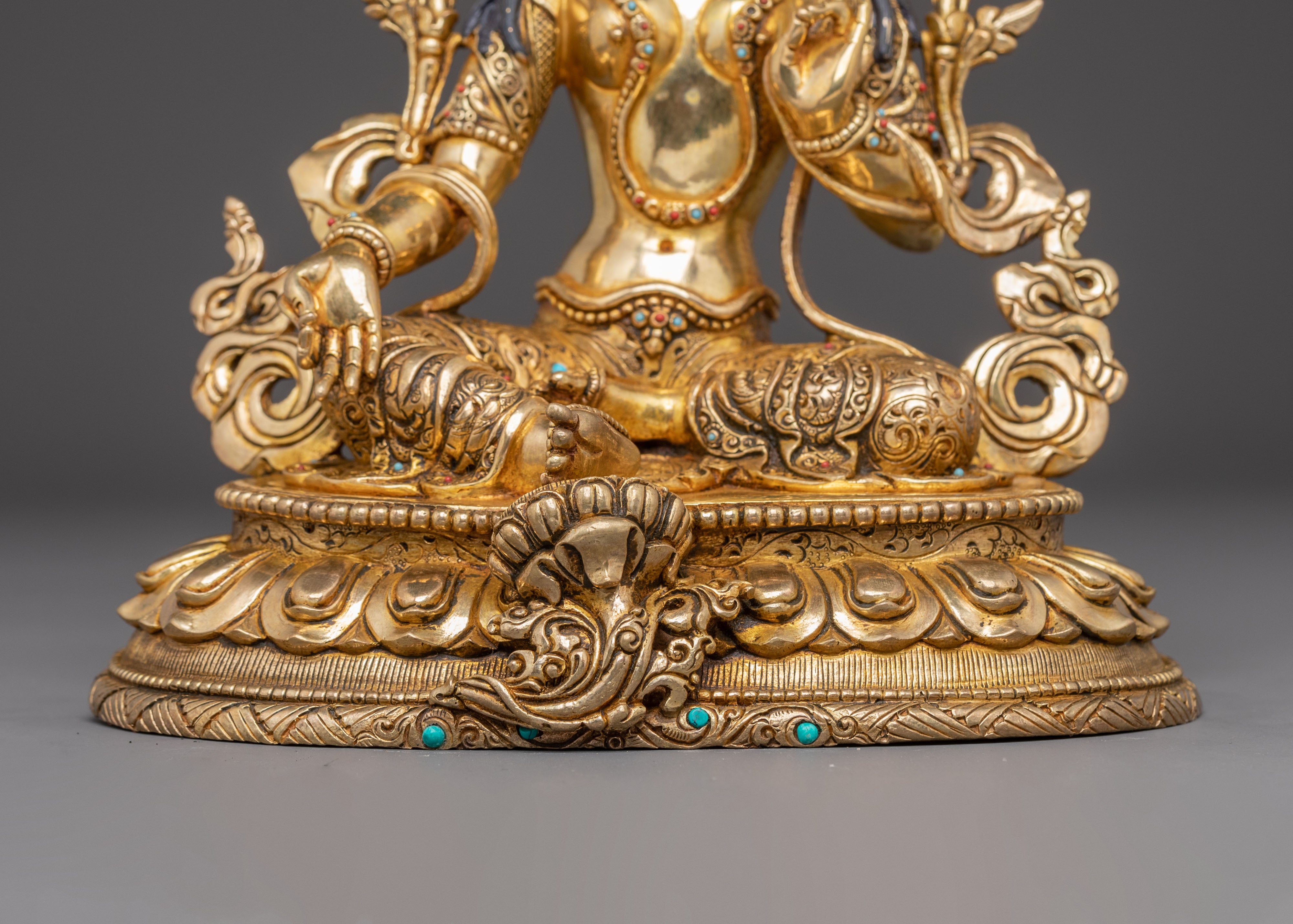 Green Tara Golden Statue for Altars | Feminine Energy and Protection