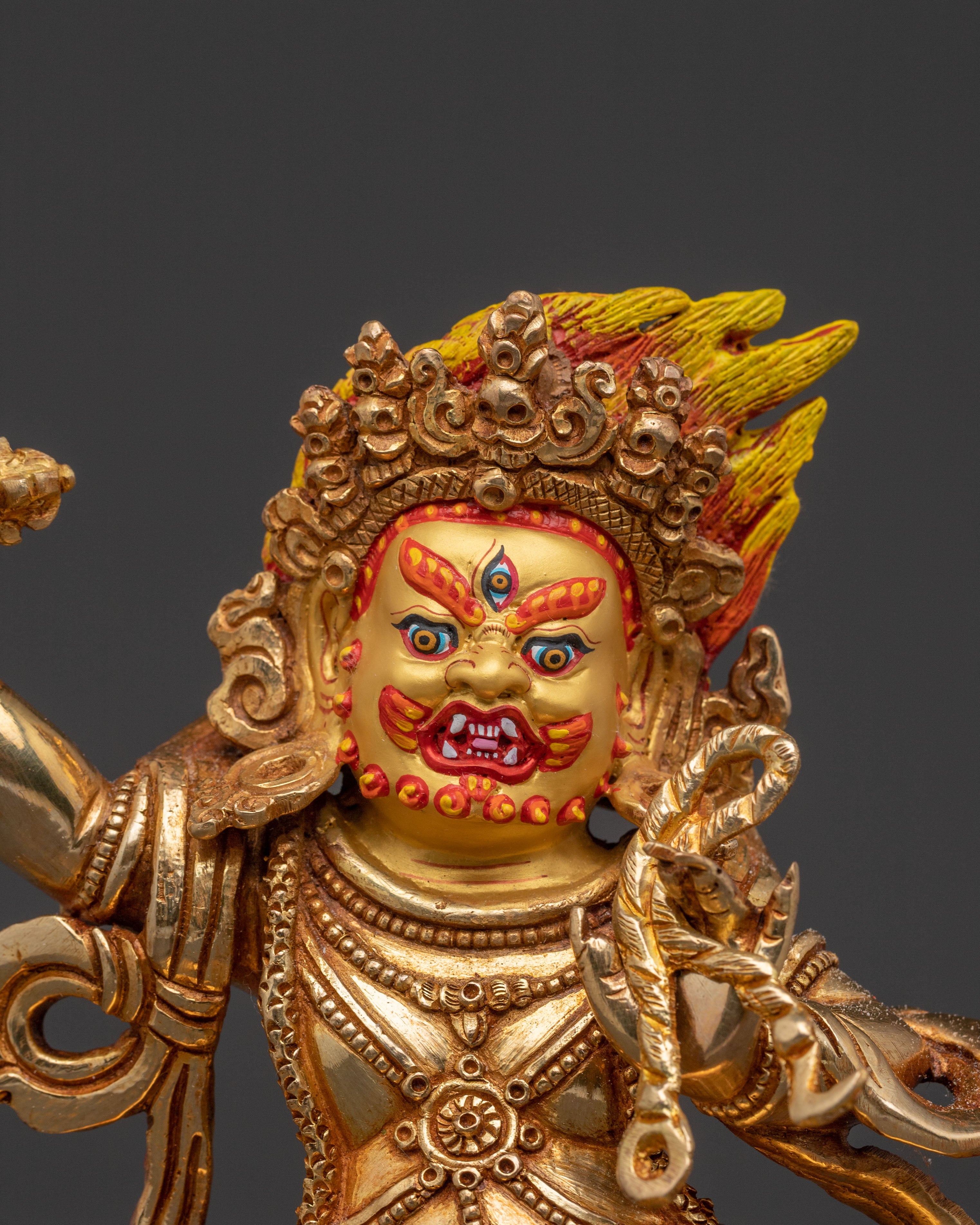 Golden Statue of Vajrapani Bodhisattva - Hand-Gilded Copper Art