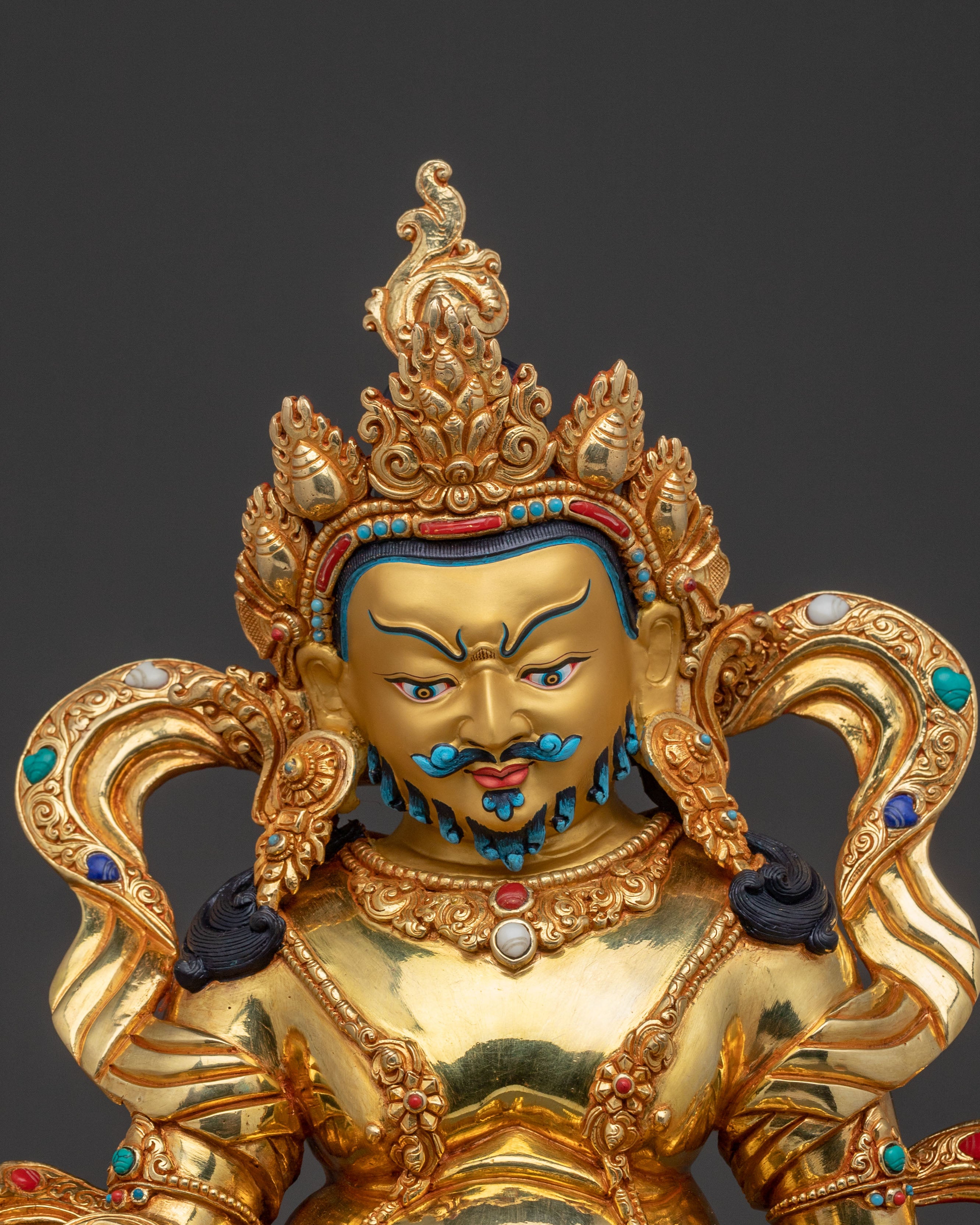 Dzambhala Tibetan Golden Statue: Auspicious Copper Sculpture