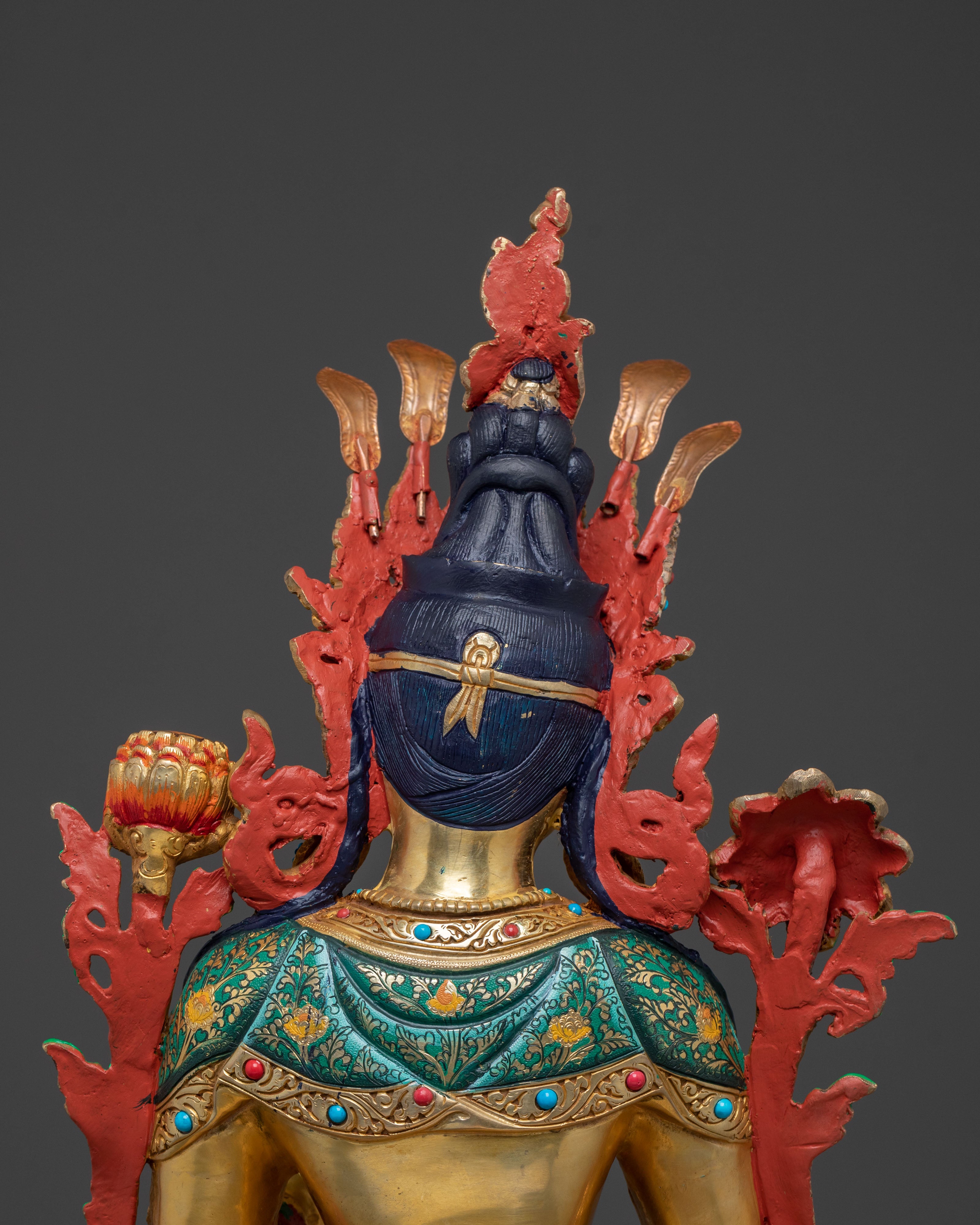 Green Tara Sculpture on Throne | Goddess of Compassion