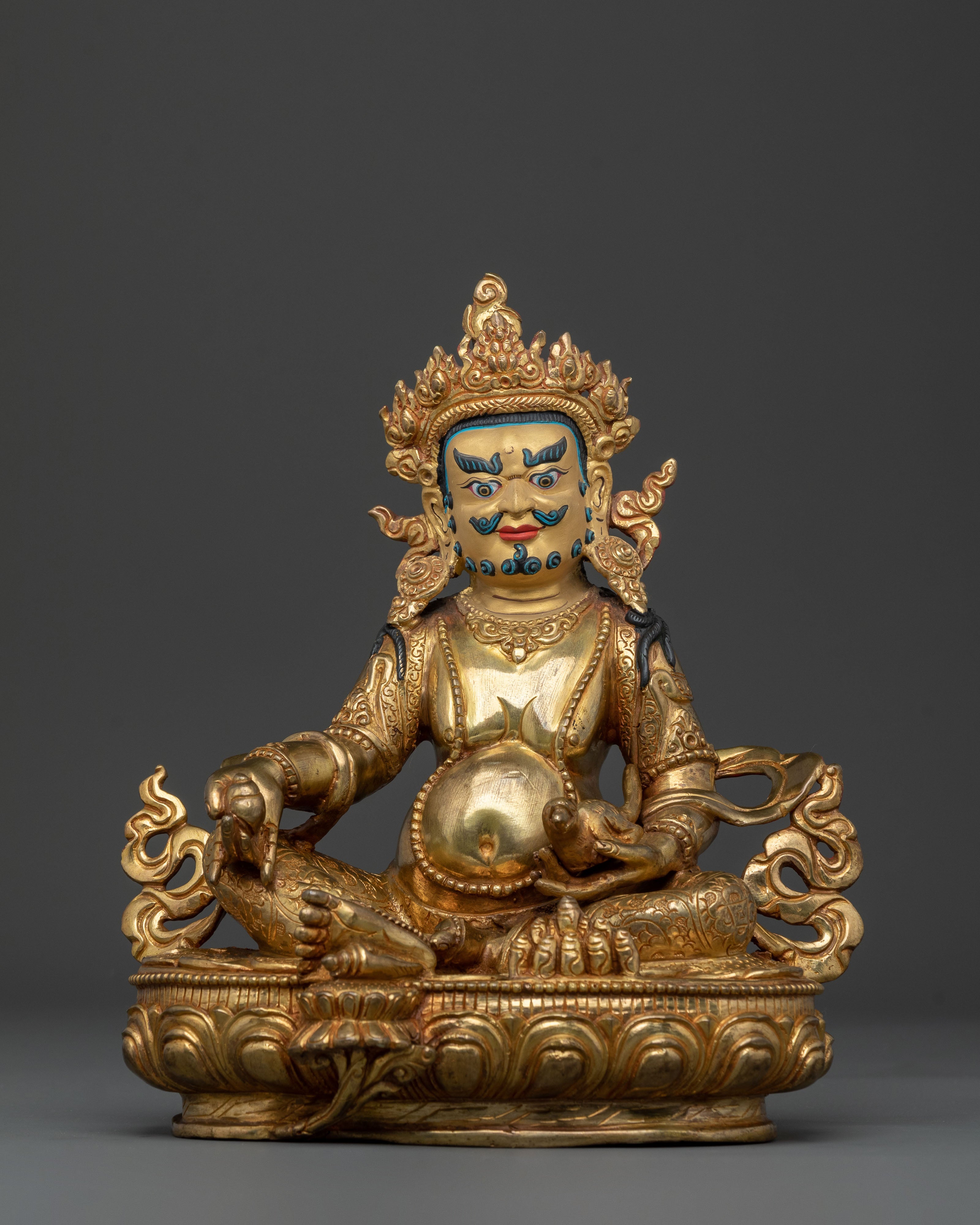 24K Gold Gilded Dzambhala Wealth Blessing Sculpture