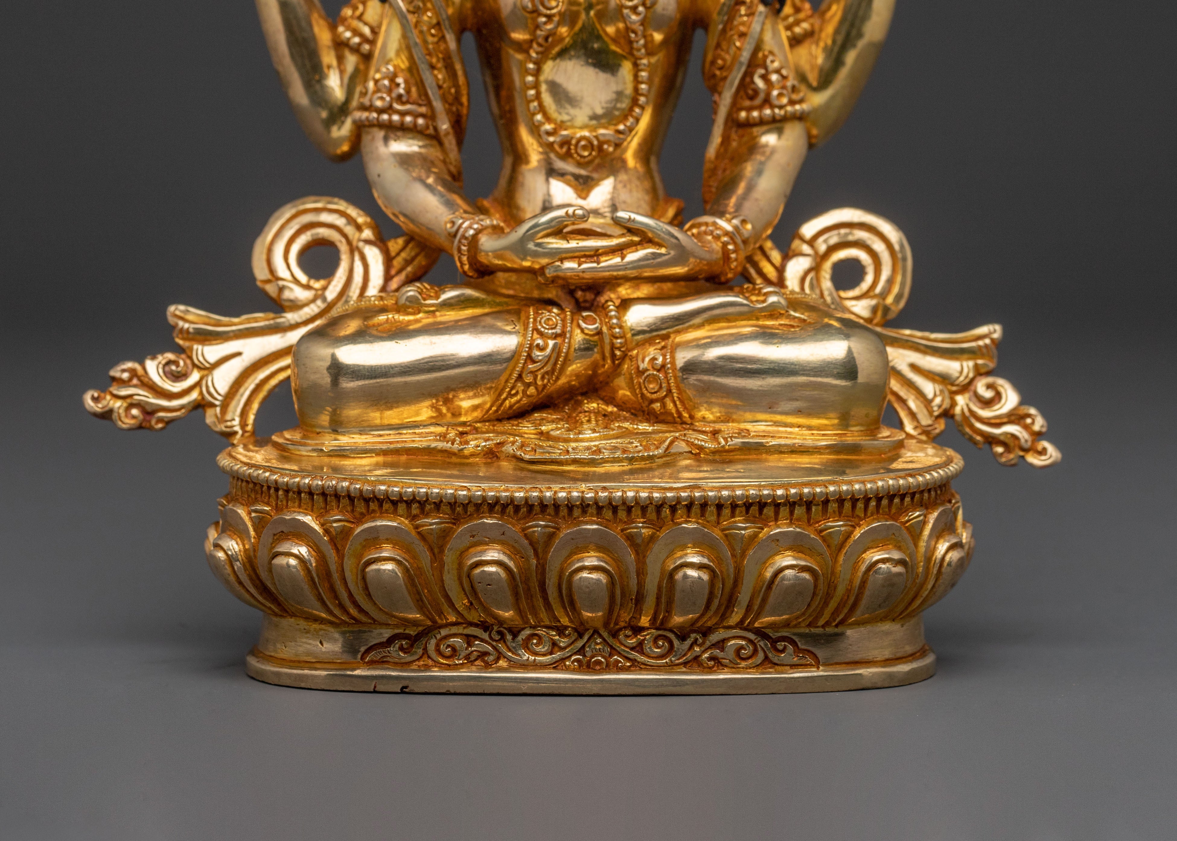 Prajnaparamita Wisdom Statue, Hand-Gilded Copper Art