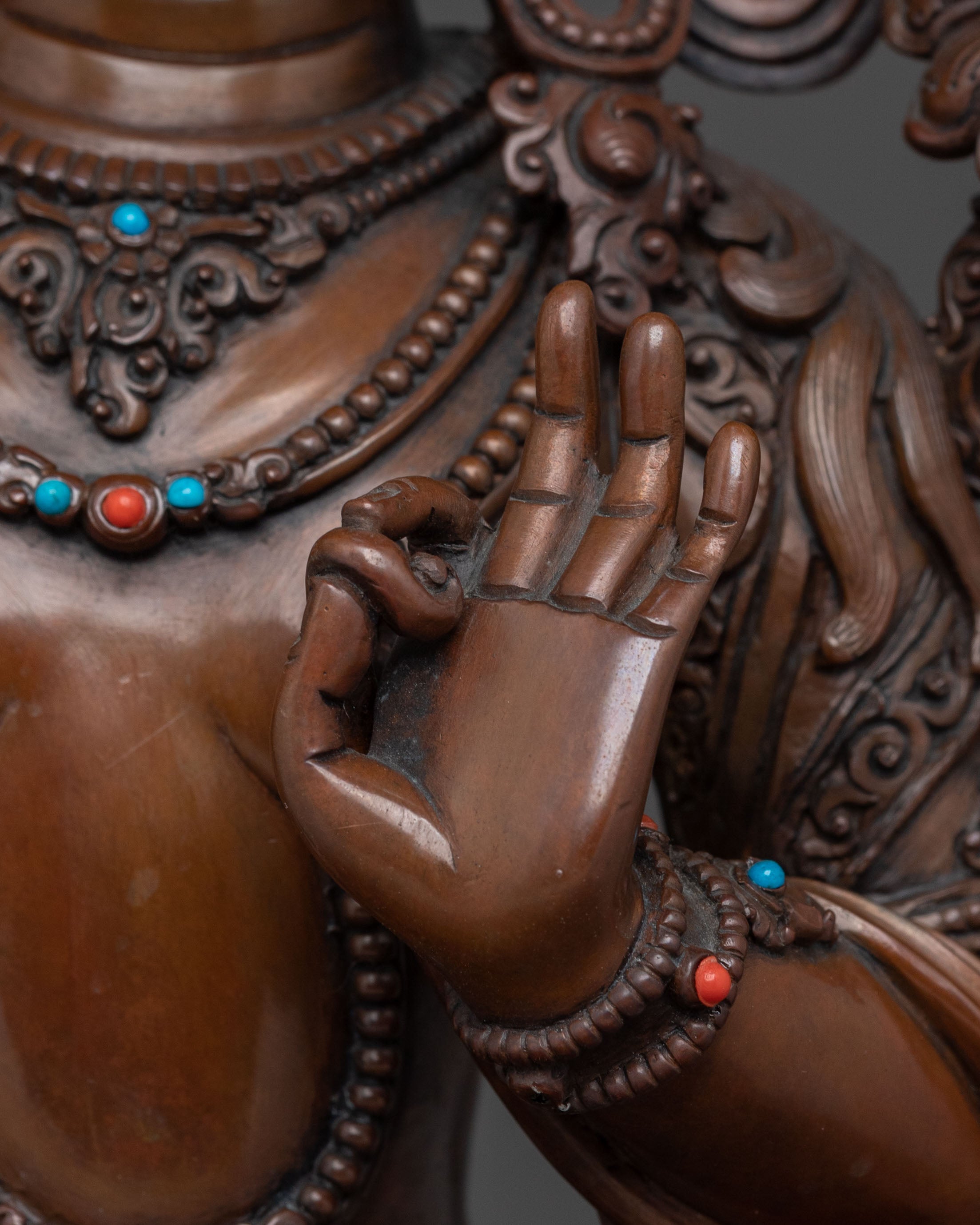 Manjushri Sculpture on Throne | Wisdom Deity with Flaming Sword