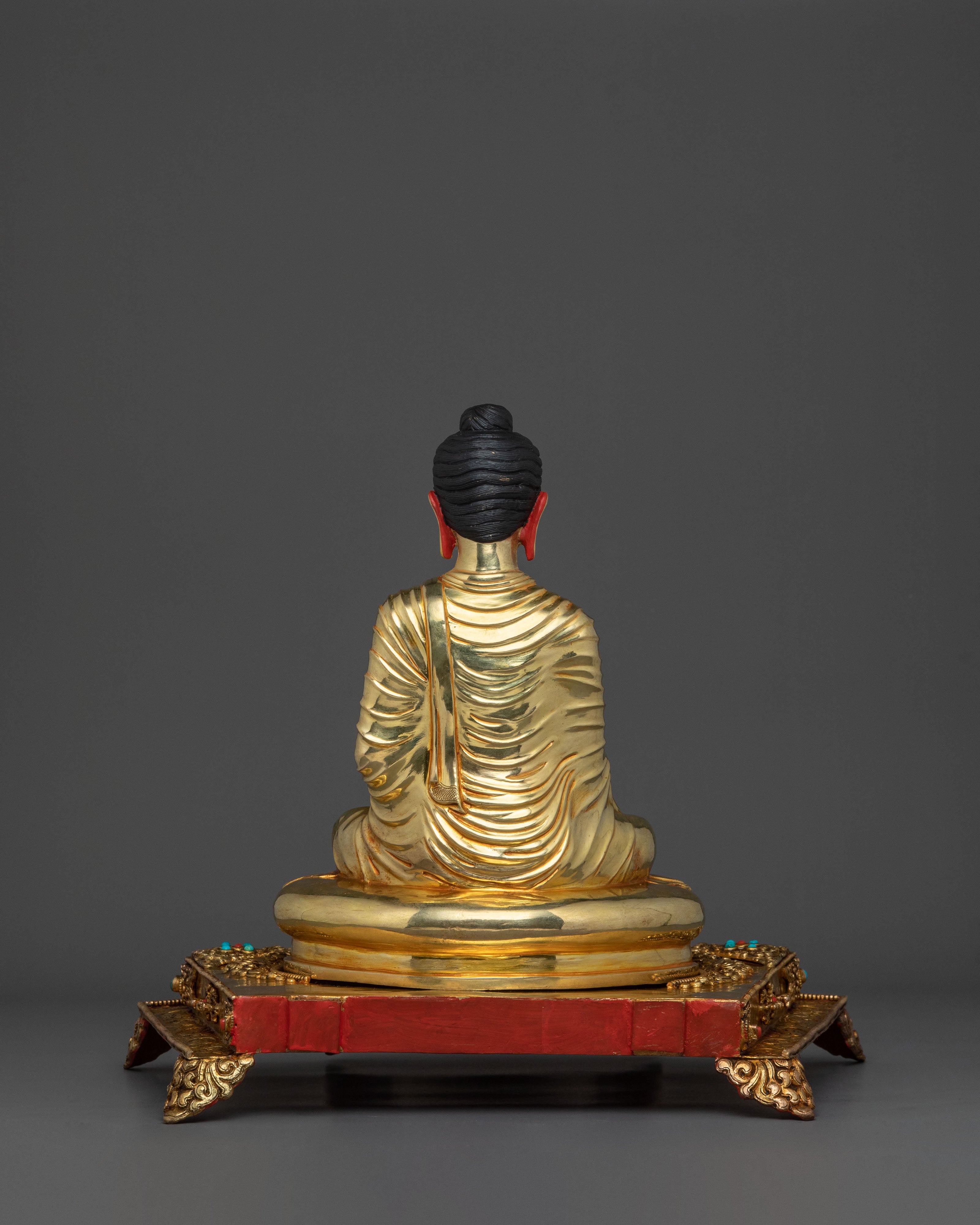 Shakyamuni Buddha On Throne | 24K Gold Glided