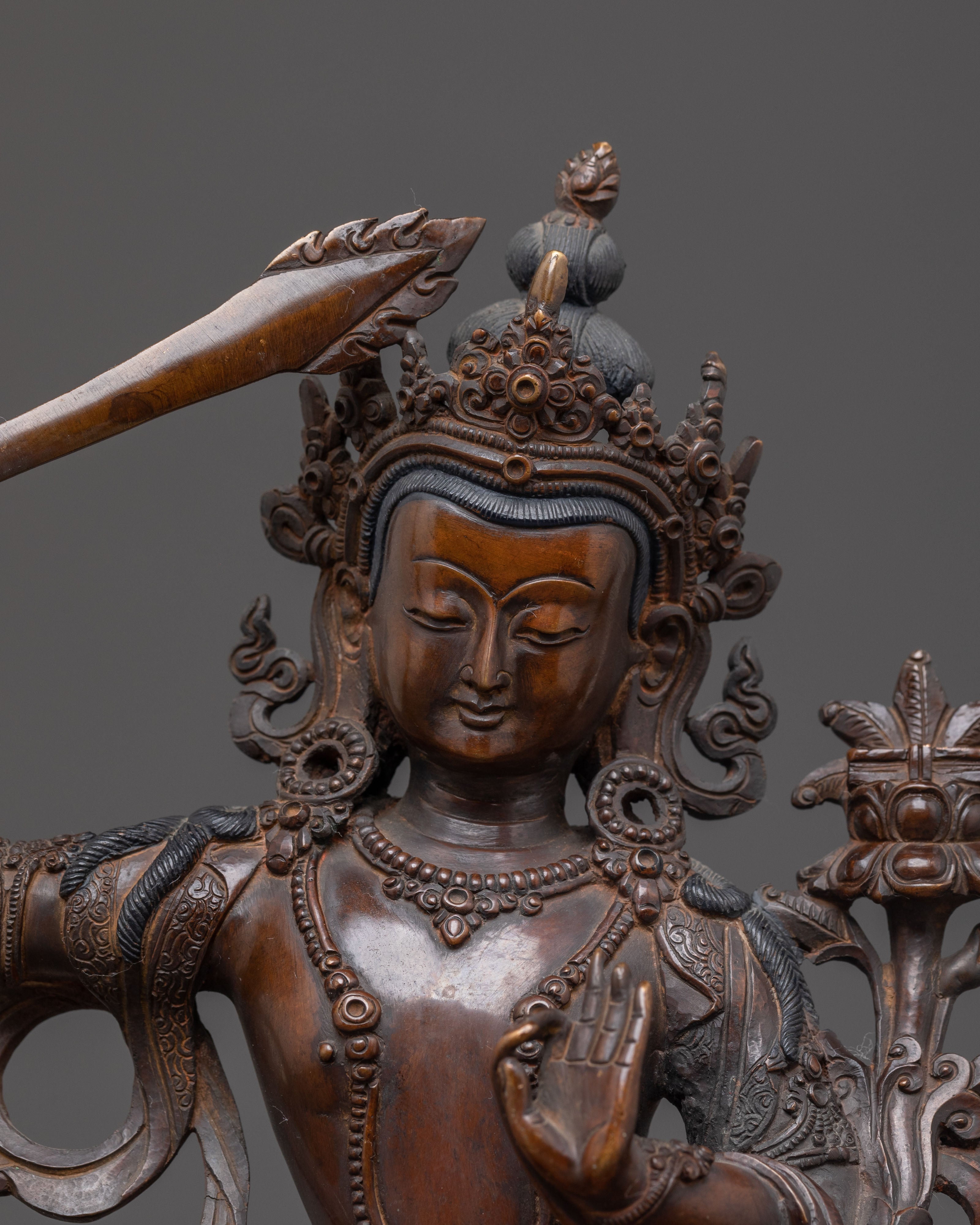 Handcrafted Manjushri Statue of Power and Wisdom