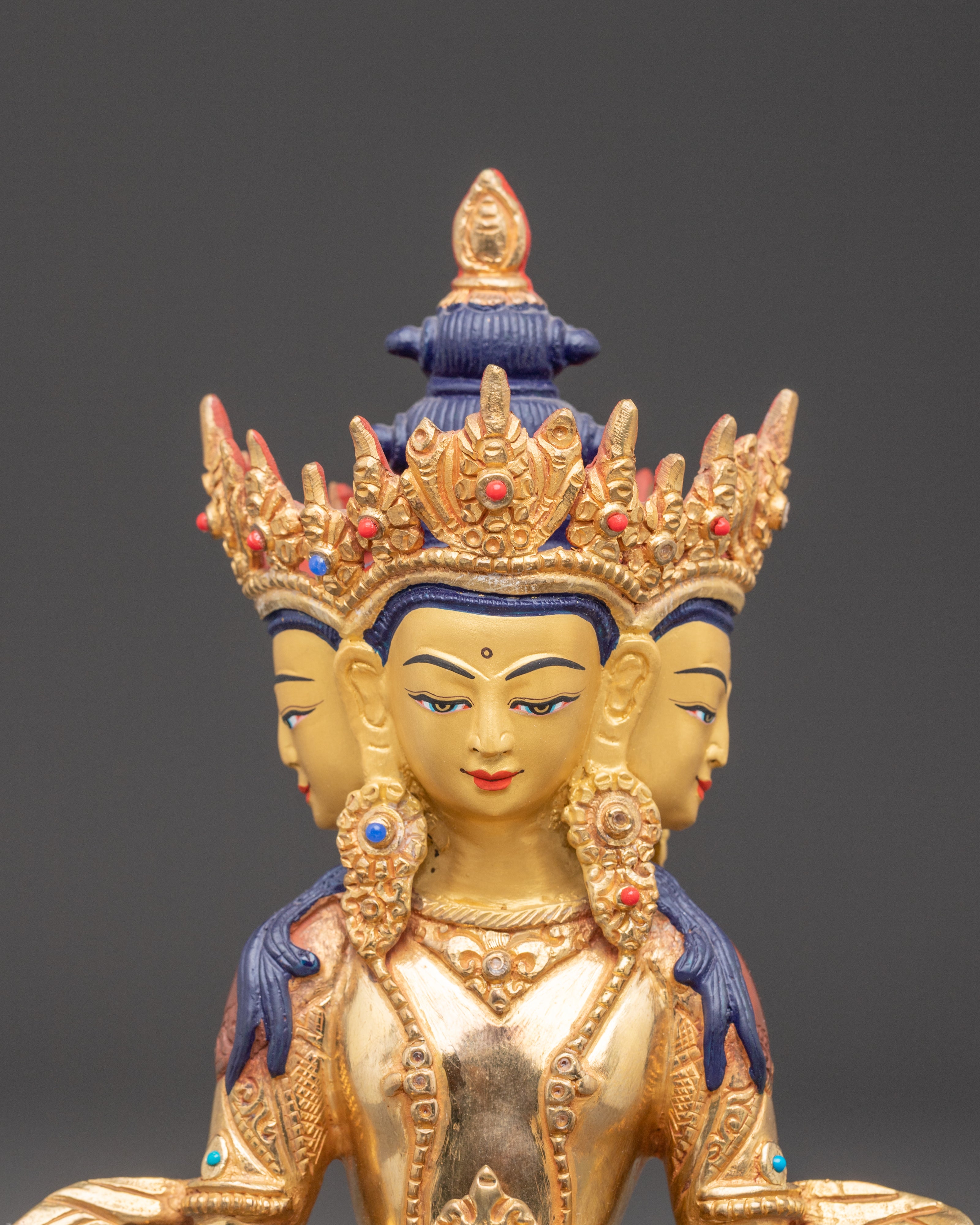 Vairocana Buddha Oxidized Copper Statue | Symbol of Enlightenment