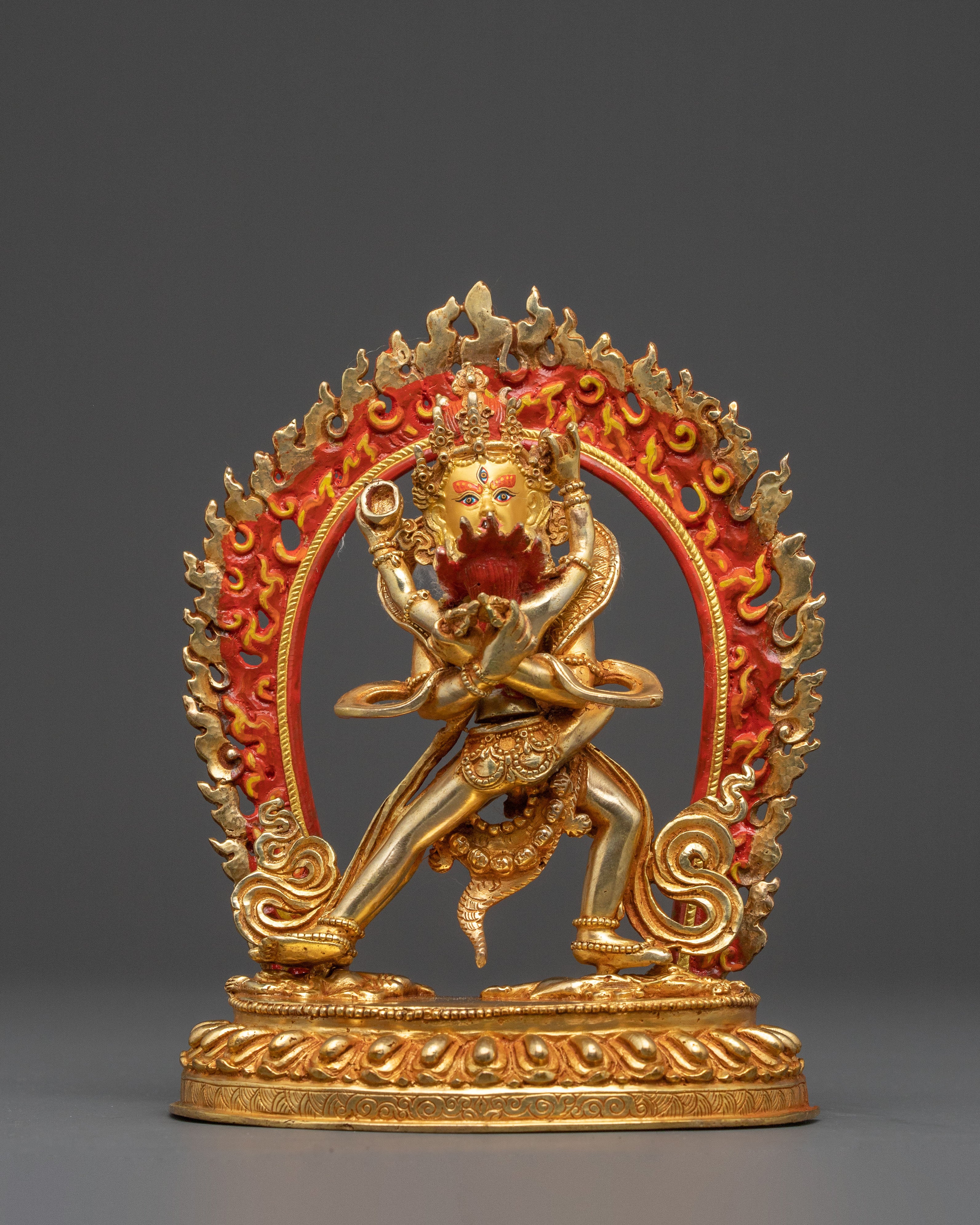 Exquisite Gold Gilded Heruka Deity Chakrasambhara Statue