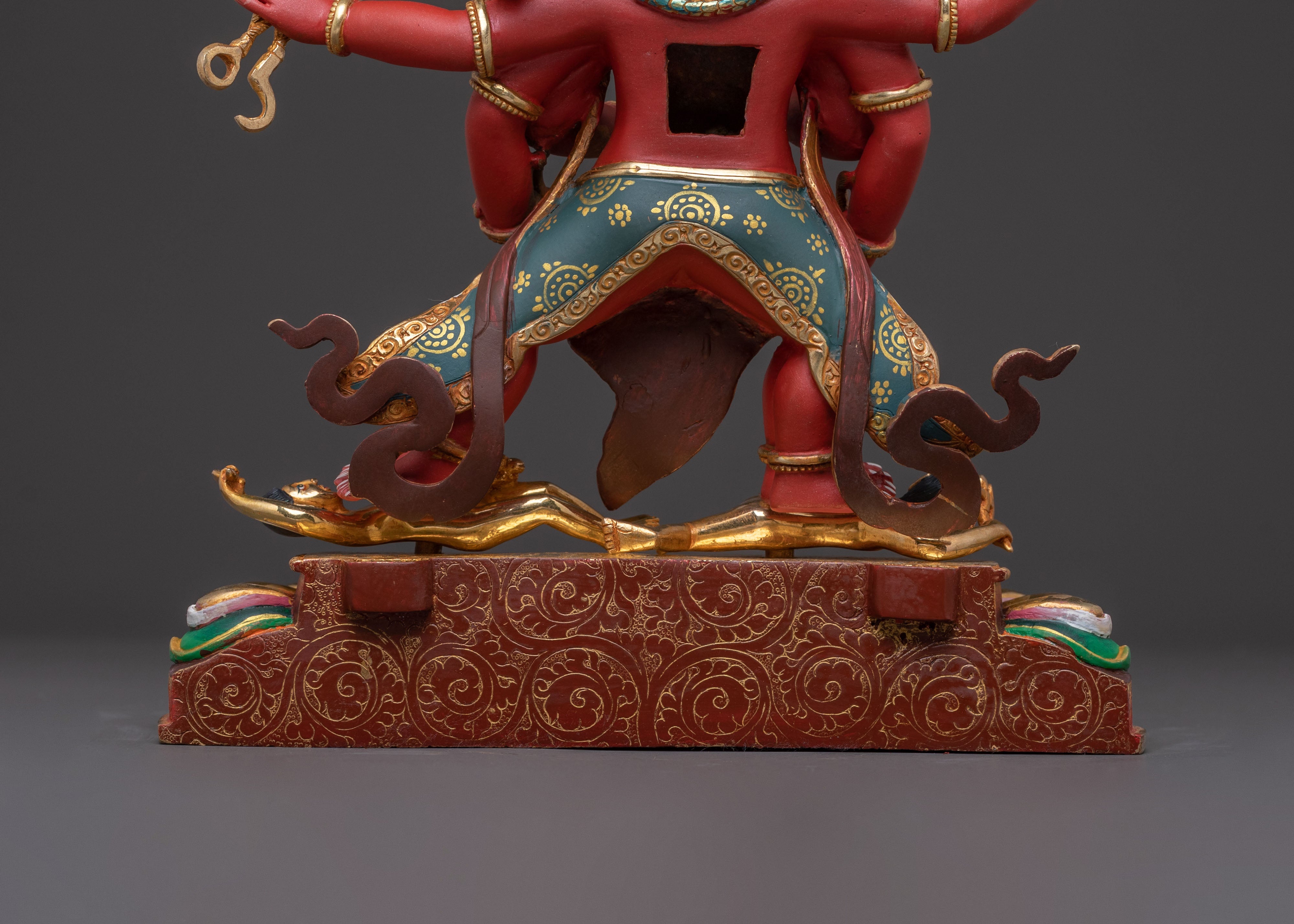 Red Dzambhala Spiritual Statue: Himalayan Handcrafted Artwork