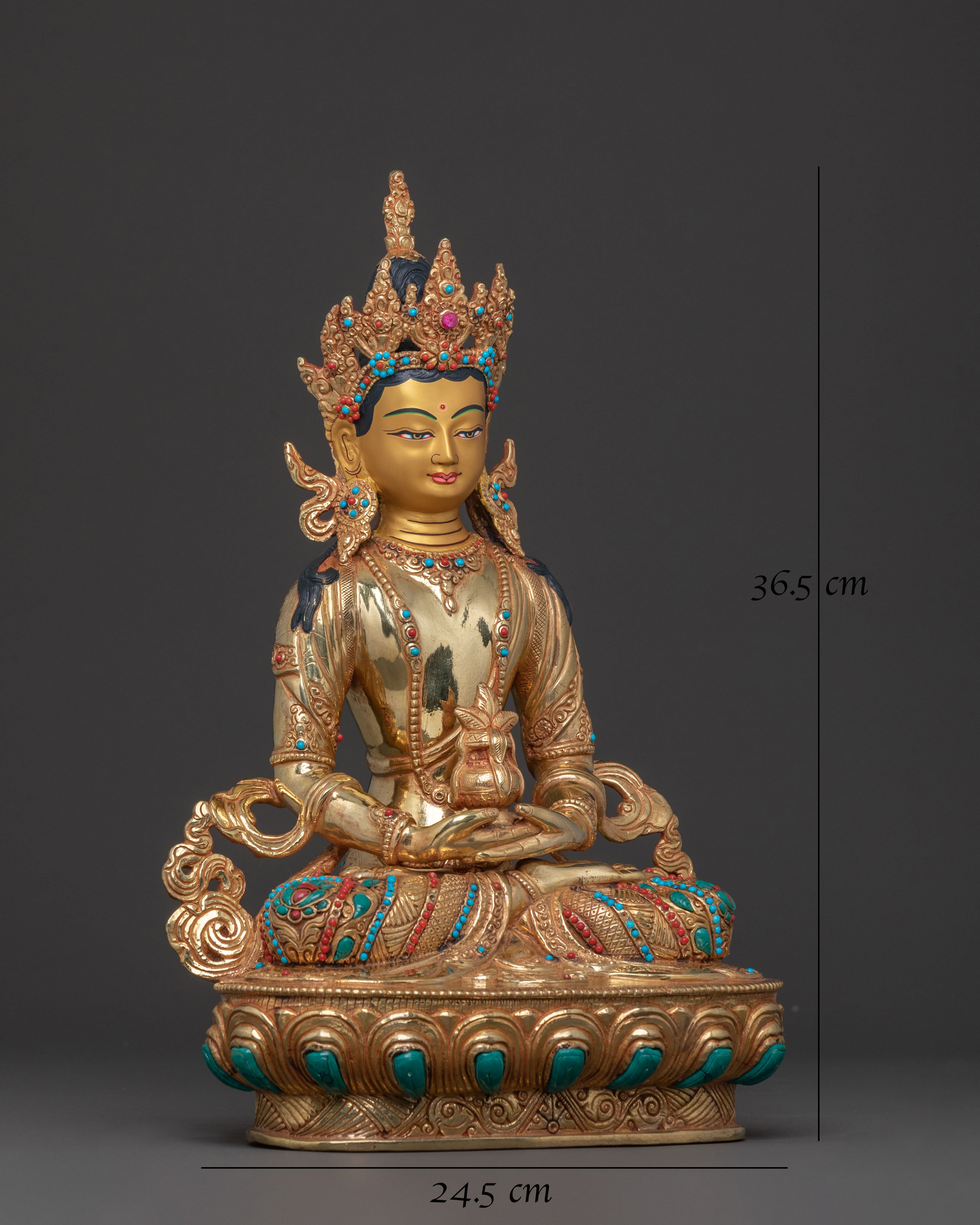Amitayus Statue for Blessing | 24k Gold Gilded Icon