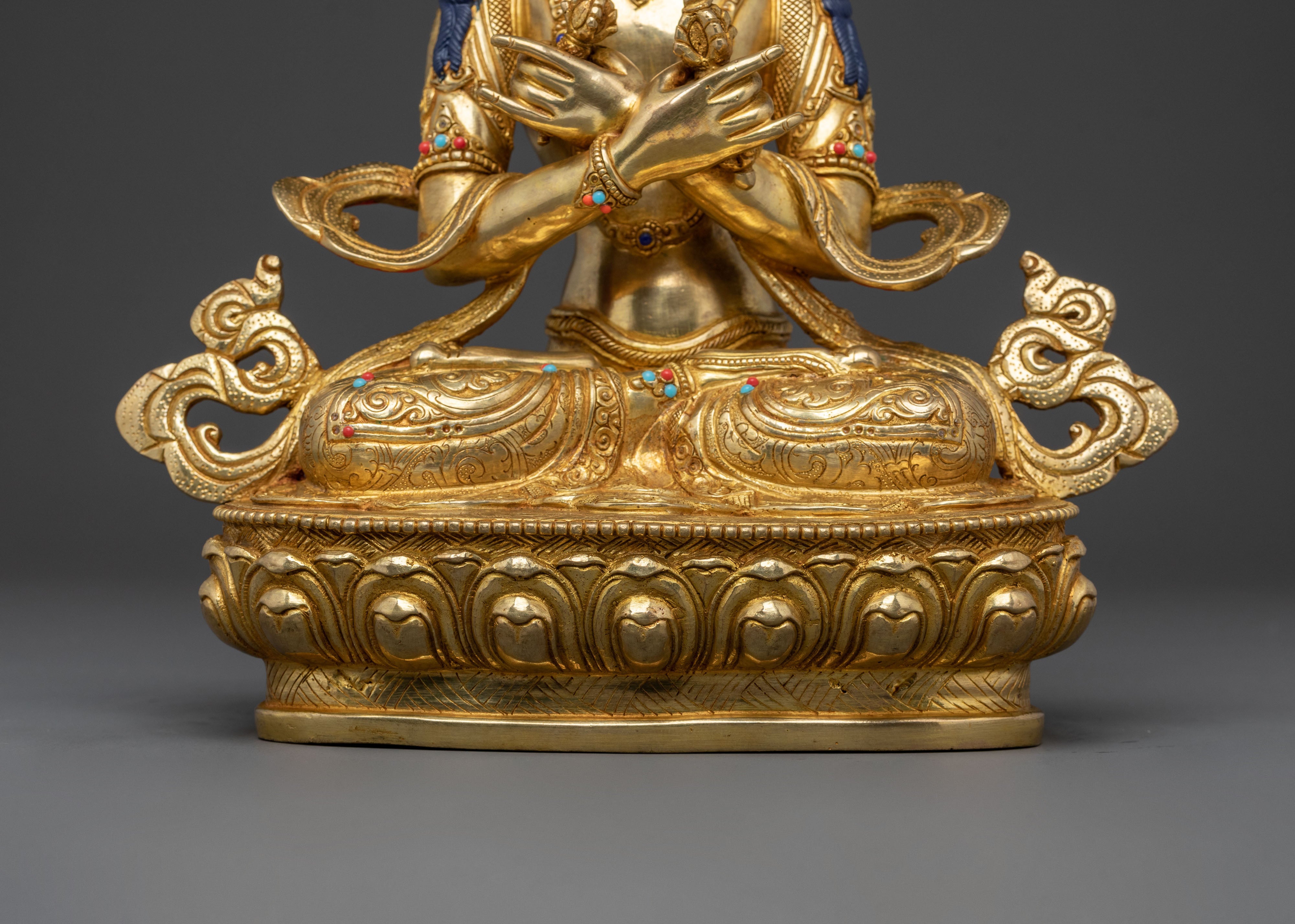 Vajradhara Statue: 24K Gold Gilded Sacred Figurine