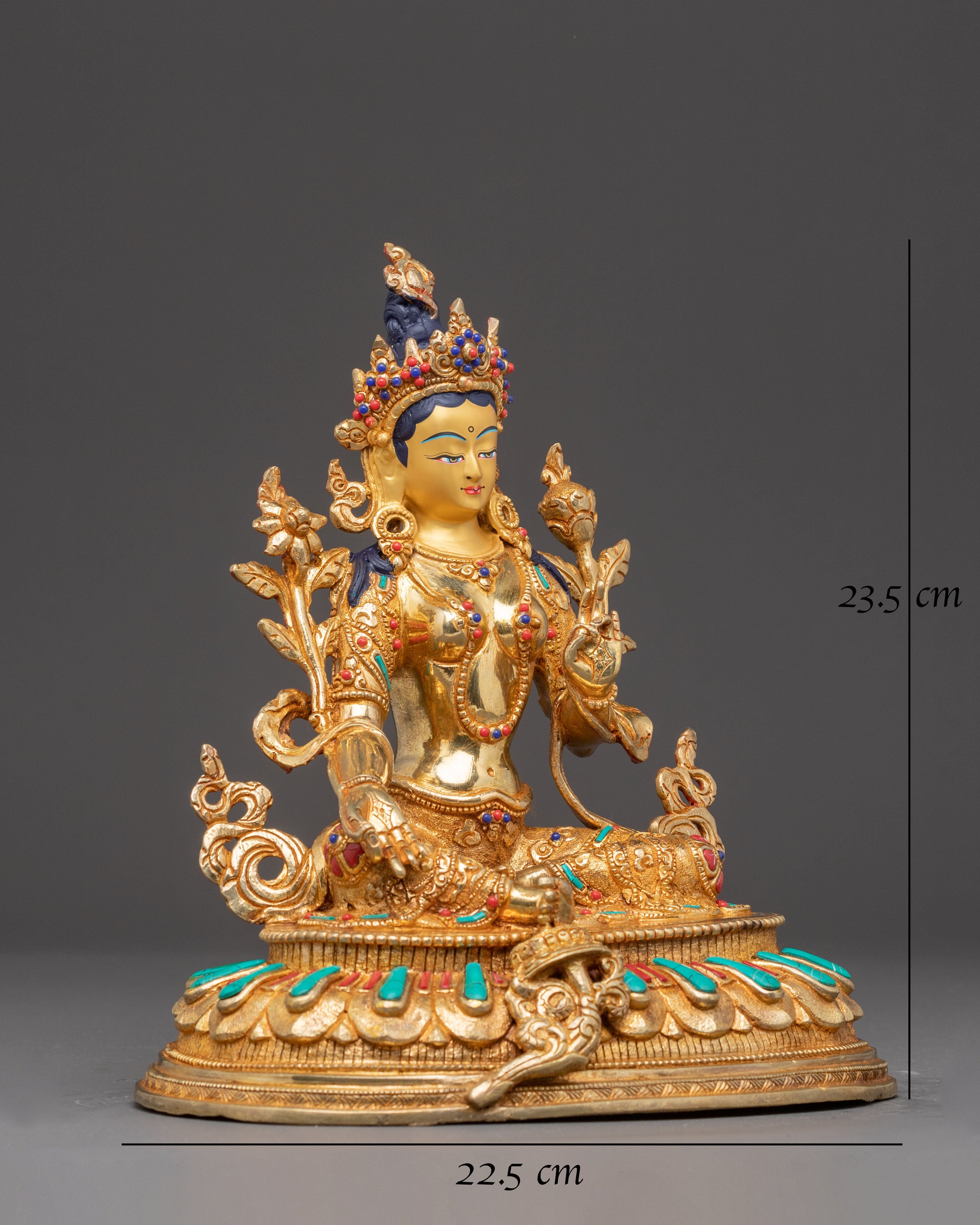 Handcrafted Copper Statue of Mother Green Tara | Female Buddha