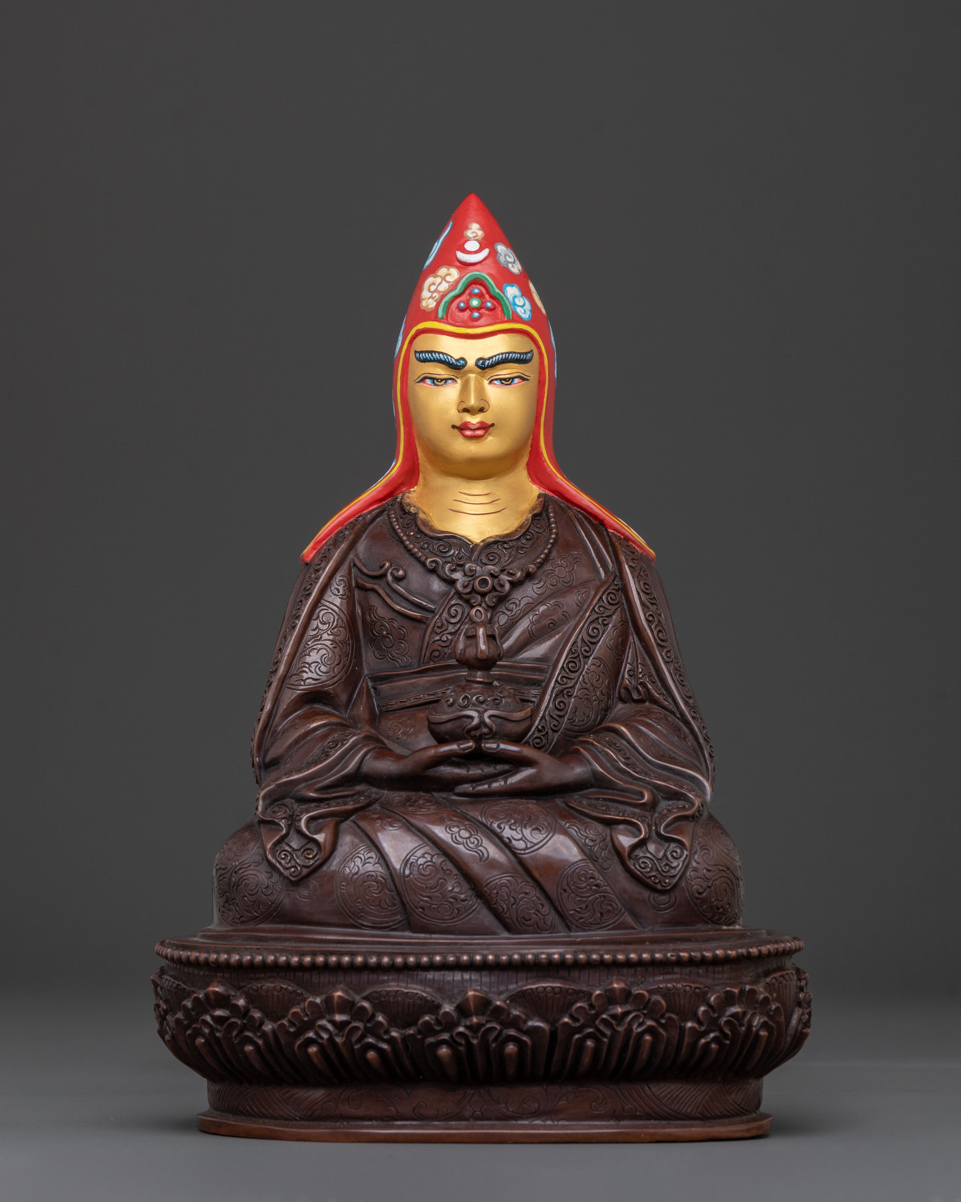Guru Dewa Chenpo Statue in Oxidized Copper