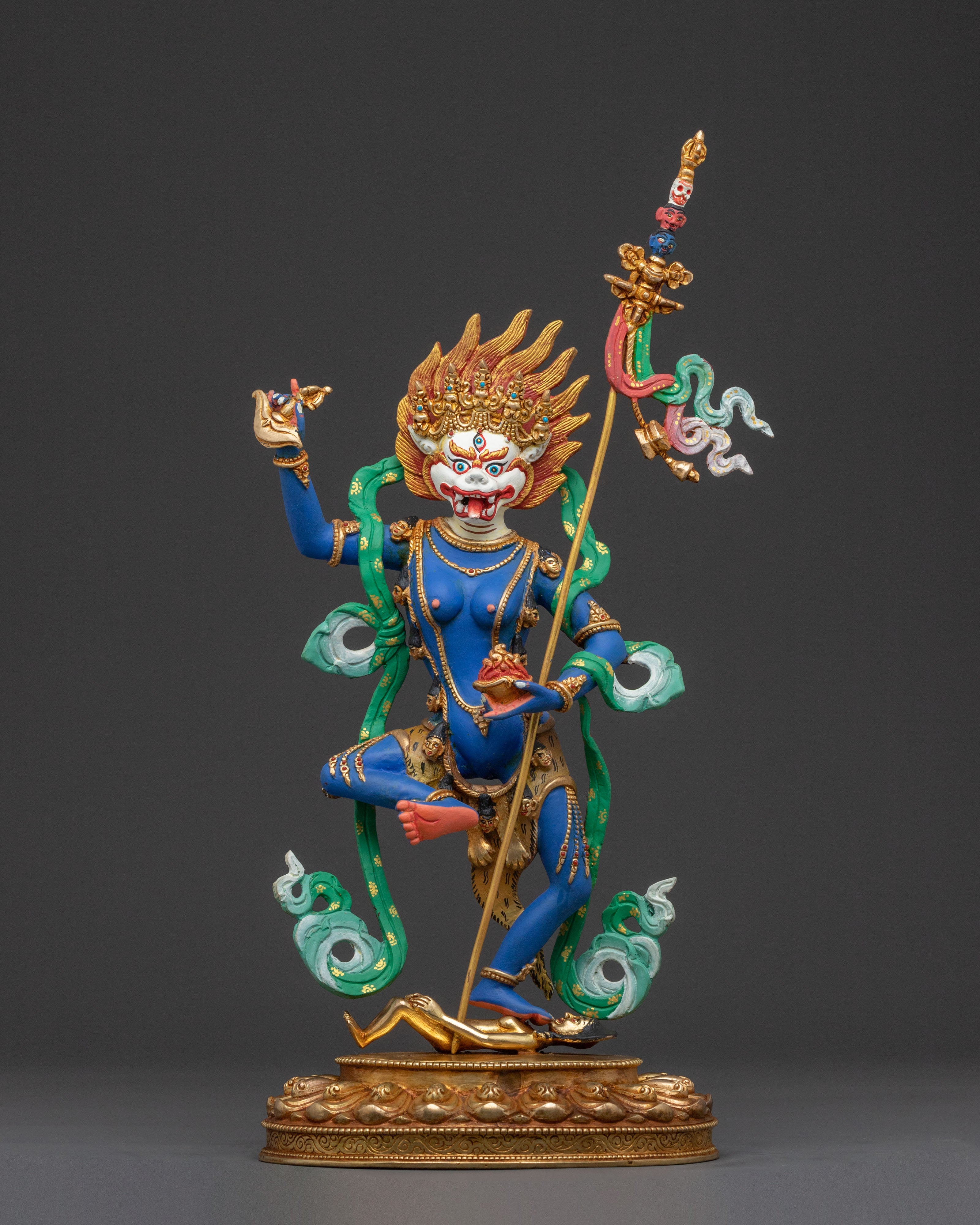 24K Gold Gilded Shima Mukha Statue | Radiant Wisdom