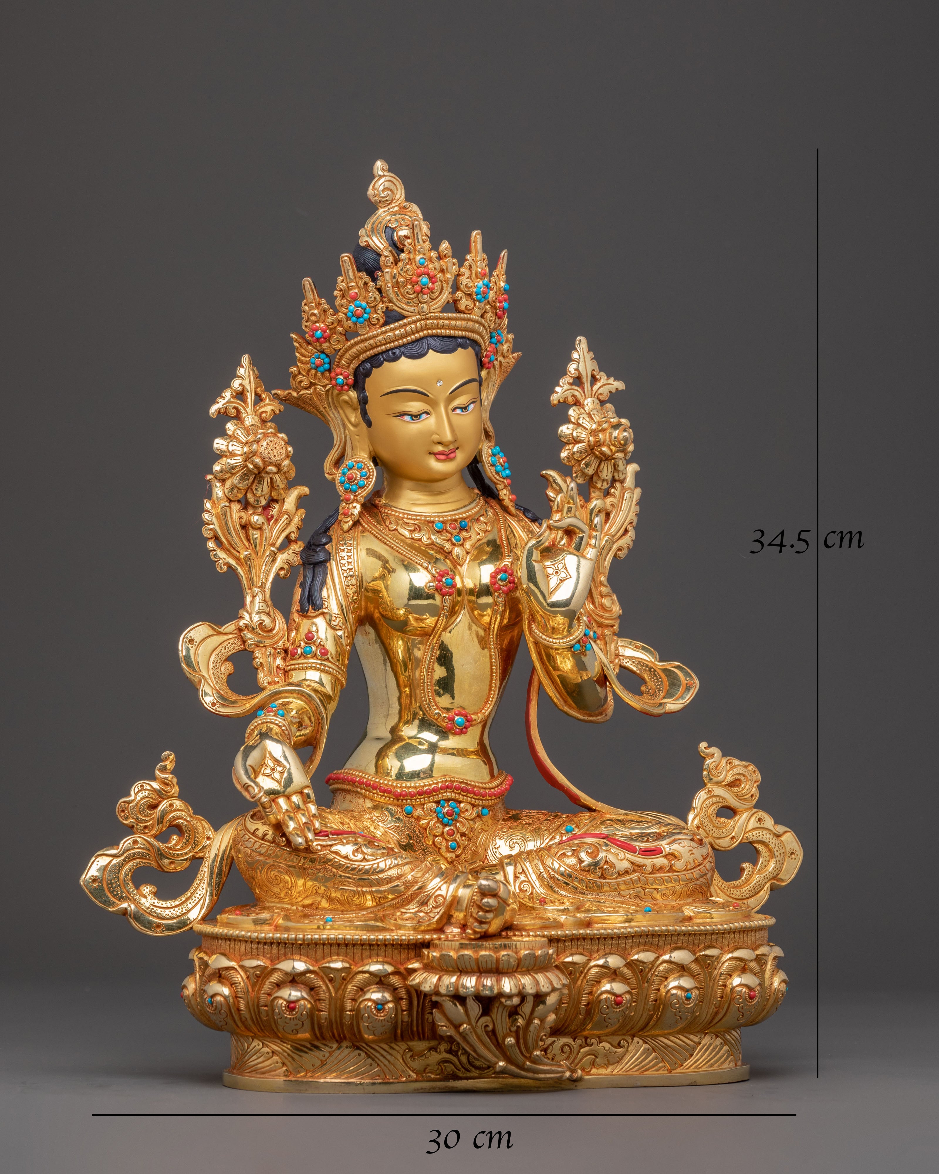 Green Tara Compassionate Healing Statue – Gilded Copper Art