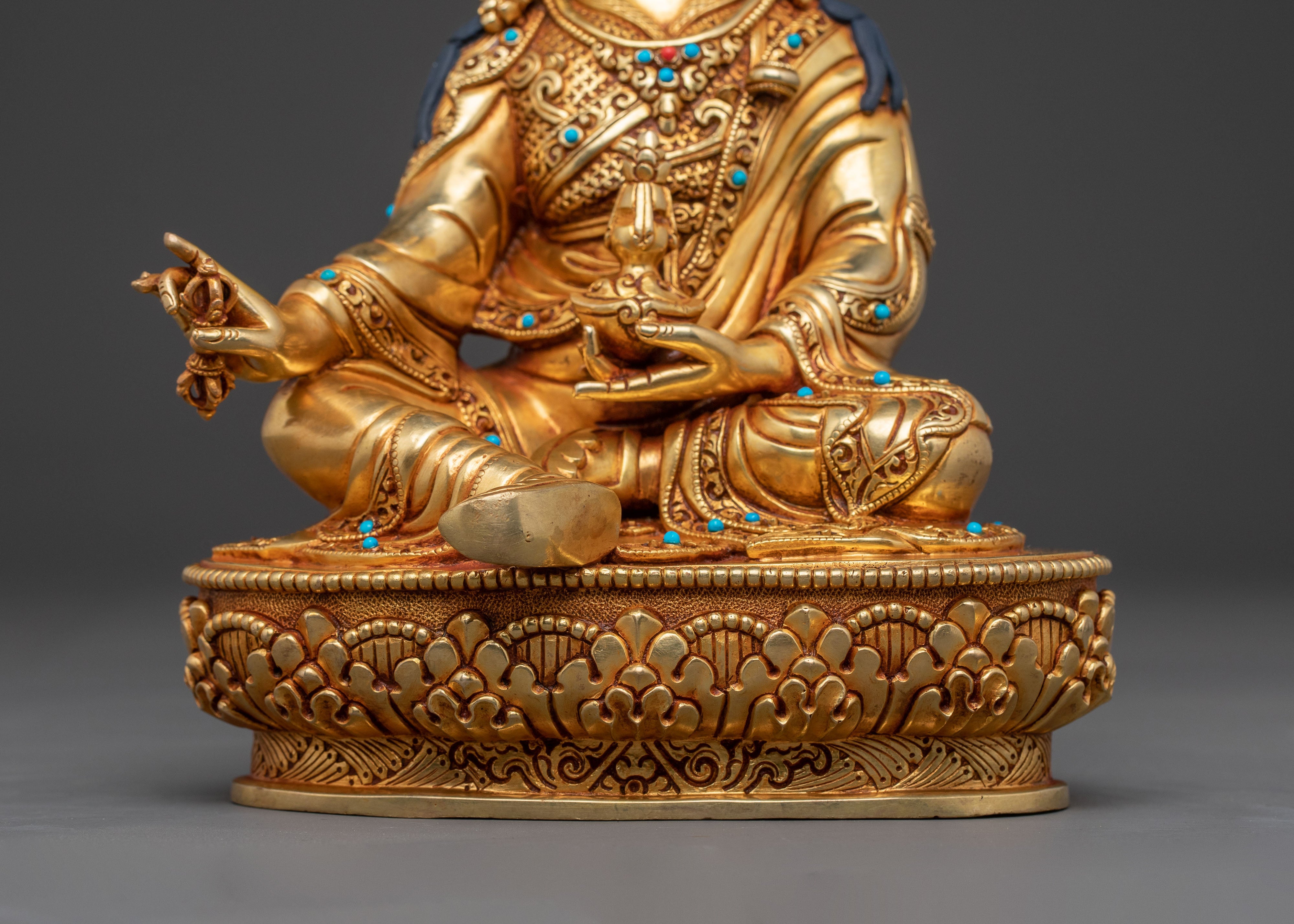 Handcrafted Guru Rinpoche Sacred Statue | 24K Gold Gilded Sculpture