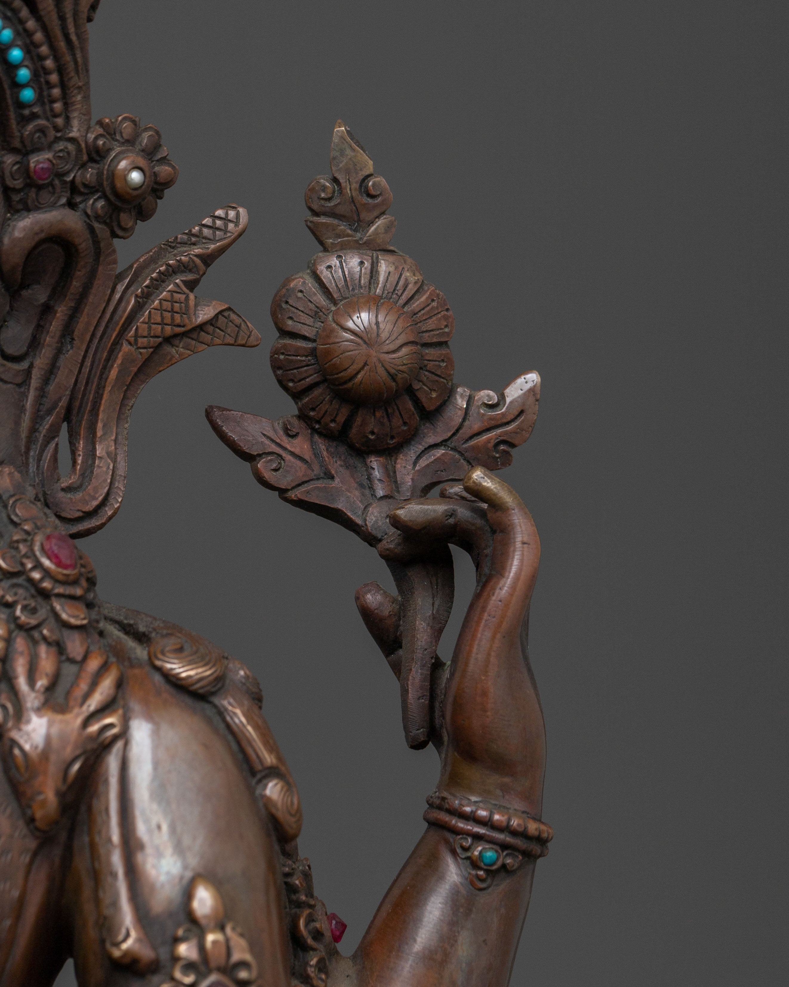 Handcrafted Chenrezig Buddhist Sculpture | Oxidized Copper Statue